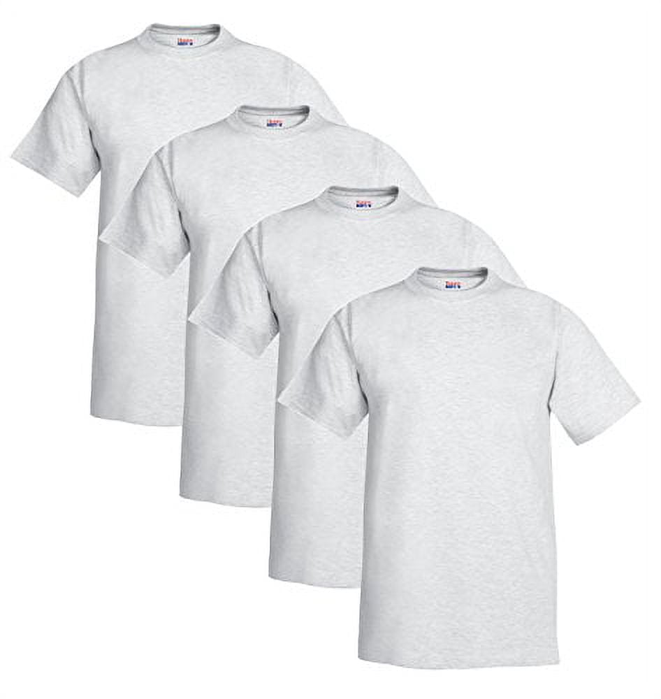 Hanes Beefy-T Short Sleeve Crewneck T-Shirt (Ash, 2XL, 4 Pack) syewm
