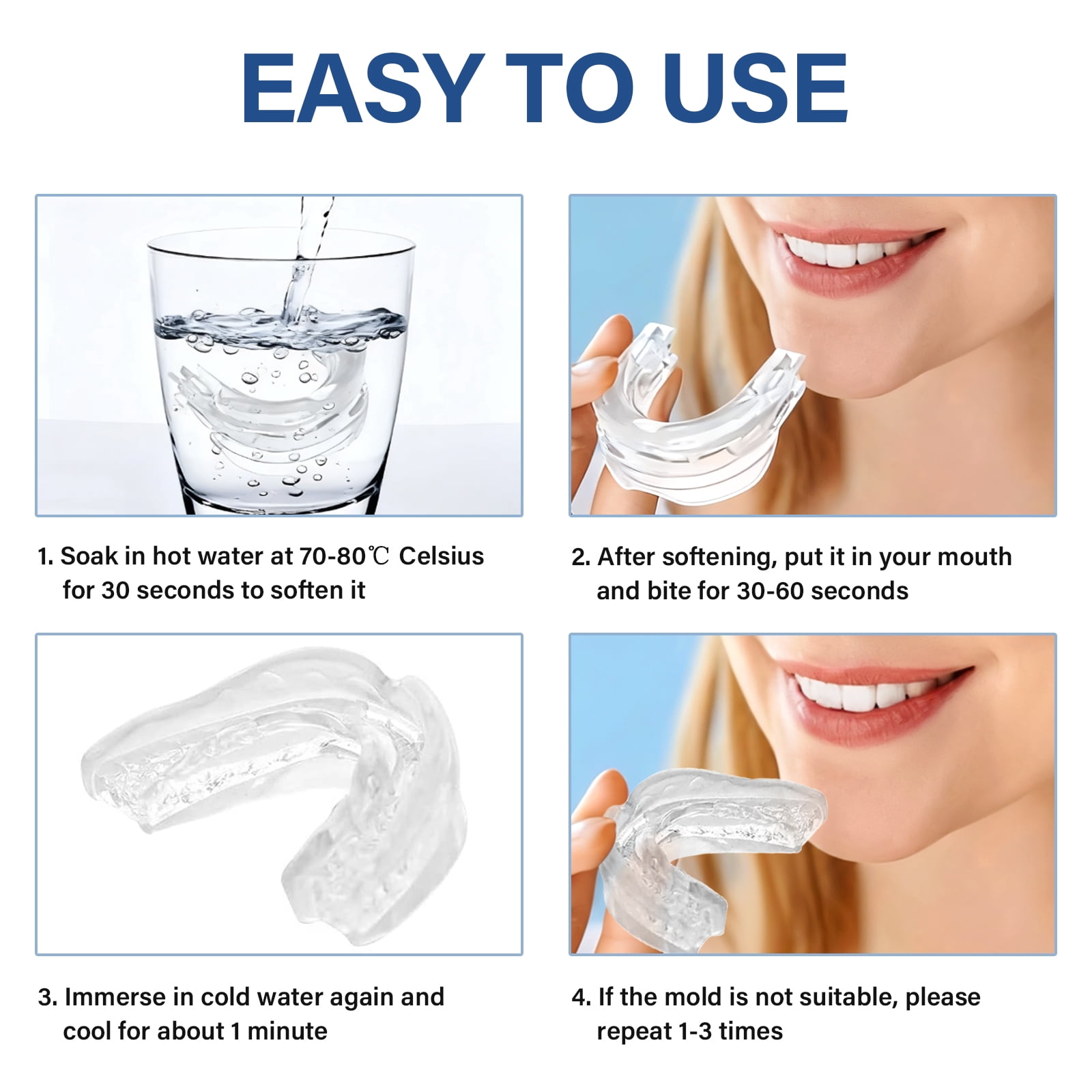 CiYouc Anti-Snore Mouthpiece, Adjustable Sleep Aid Mouth Guard for Snoring Relief (White, One Size) upx2x