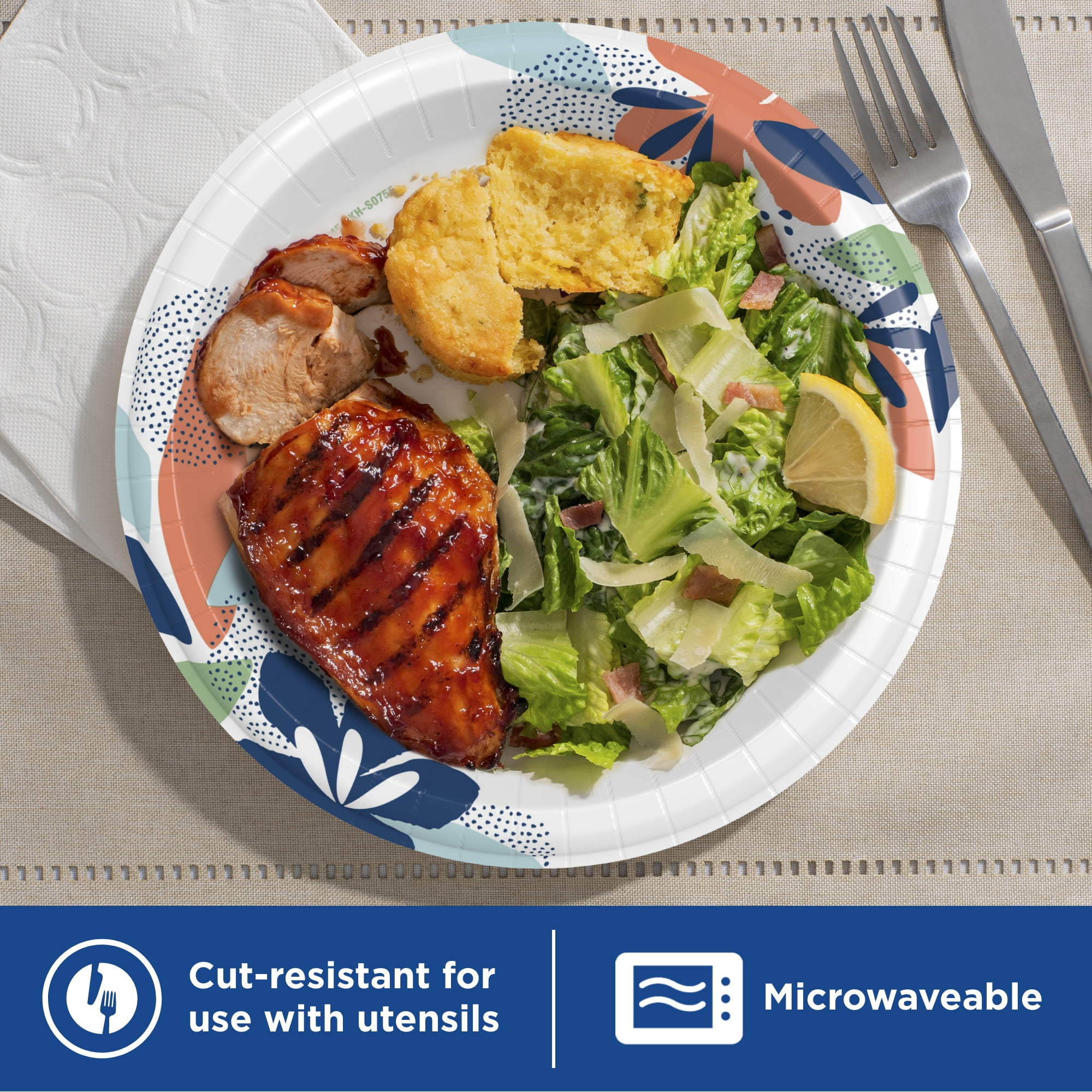 Dixie Disposable Paper Plates, Heavy-Duty Soak-Proof Design (Multi-Color, 100 Count, 10 in) 9skw5