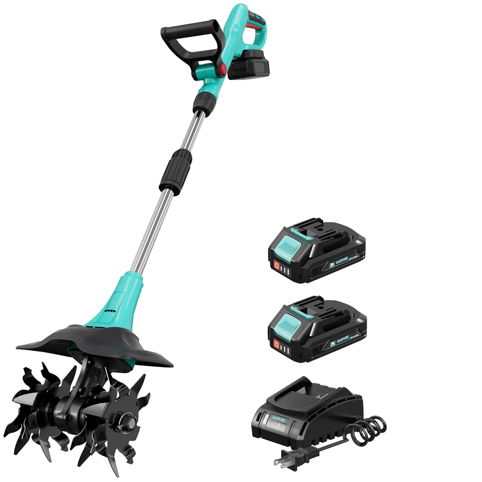Wpond 20V Cordless Electric Garden Tiller Cultivator (9 in Tilling Width, 6.6 in Depth) jcodo