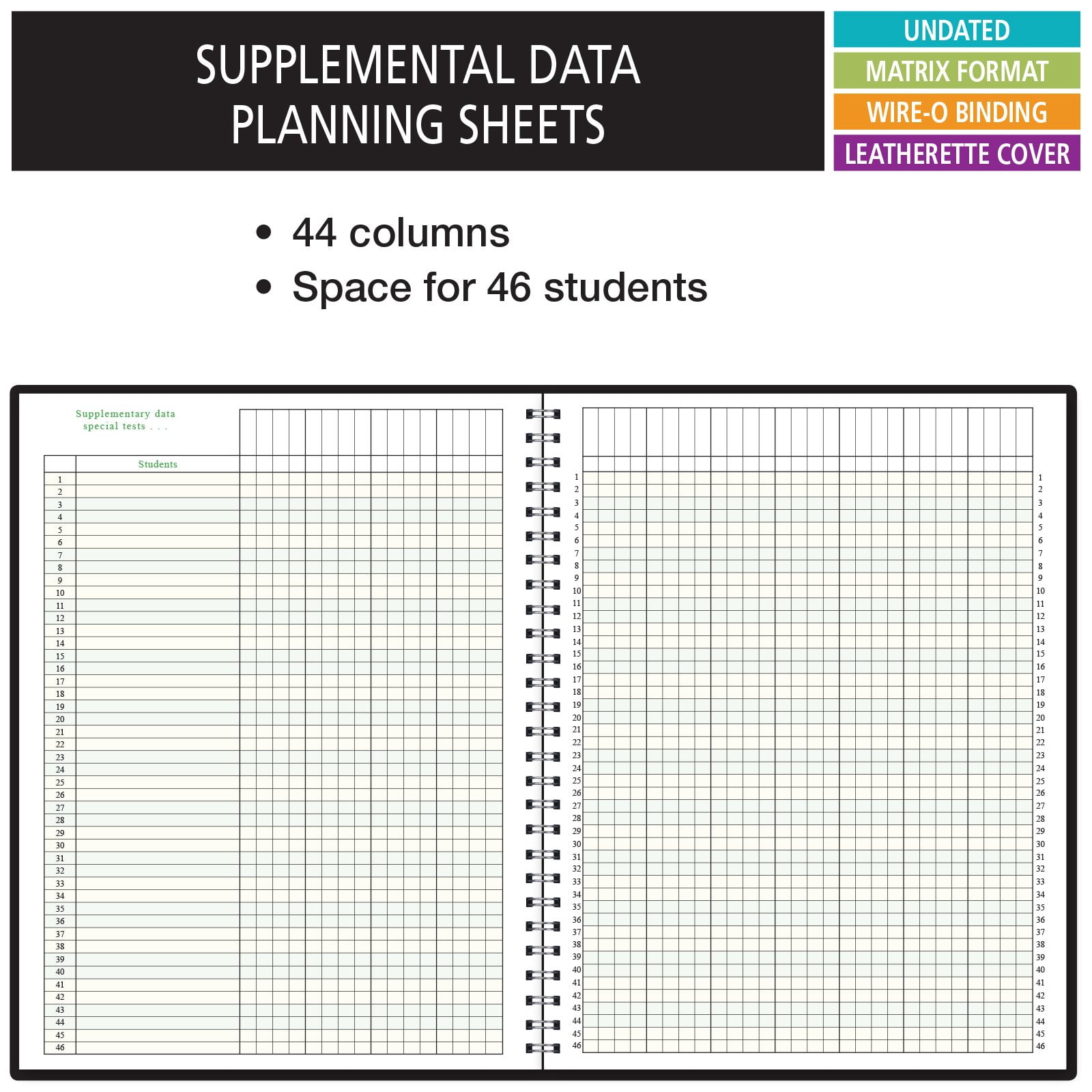 Elan Publishing Company Teacher Lesson Planner and Grade Book (Black, 8.5 in x 11 in) sy80l