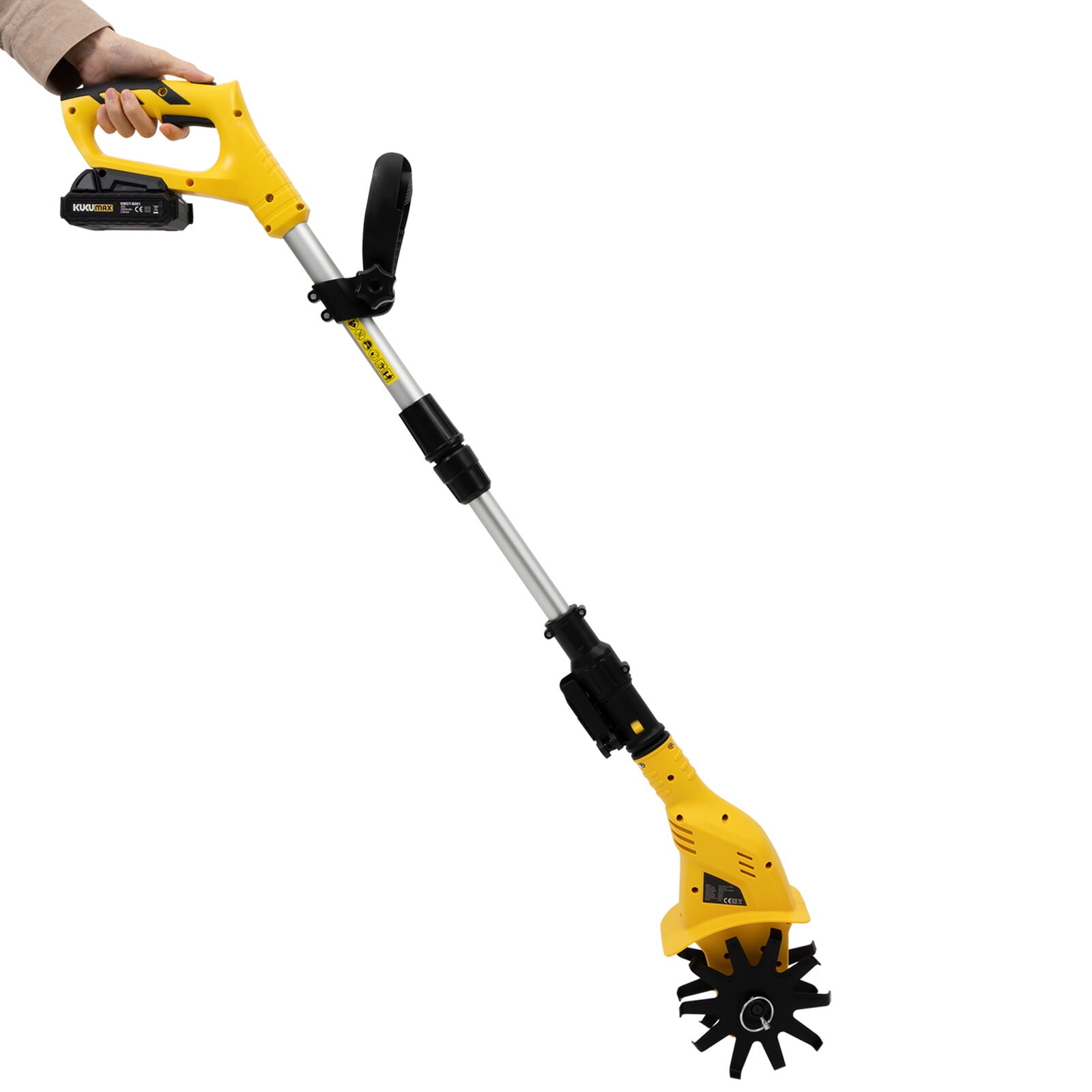 PEAKORA Cordless Tiller Cultivator, 20V Battery Powered Garden Tiller with Adjustable Telescopic Handle (42.13-50.39 in) o043n