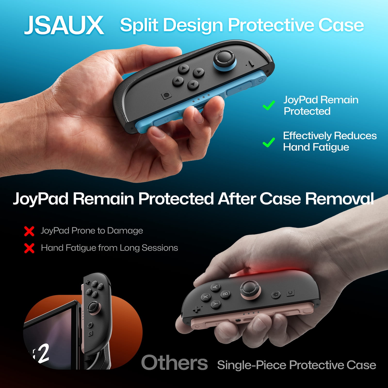 JSAUX Protective Case for Switch 2 with Magnetic Cover and Adjustable Stand (Black, 1 Pack) hetdr