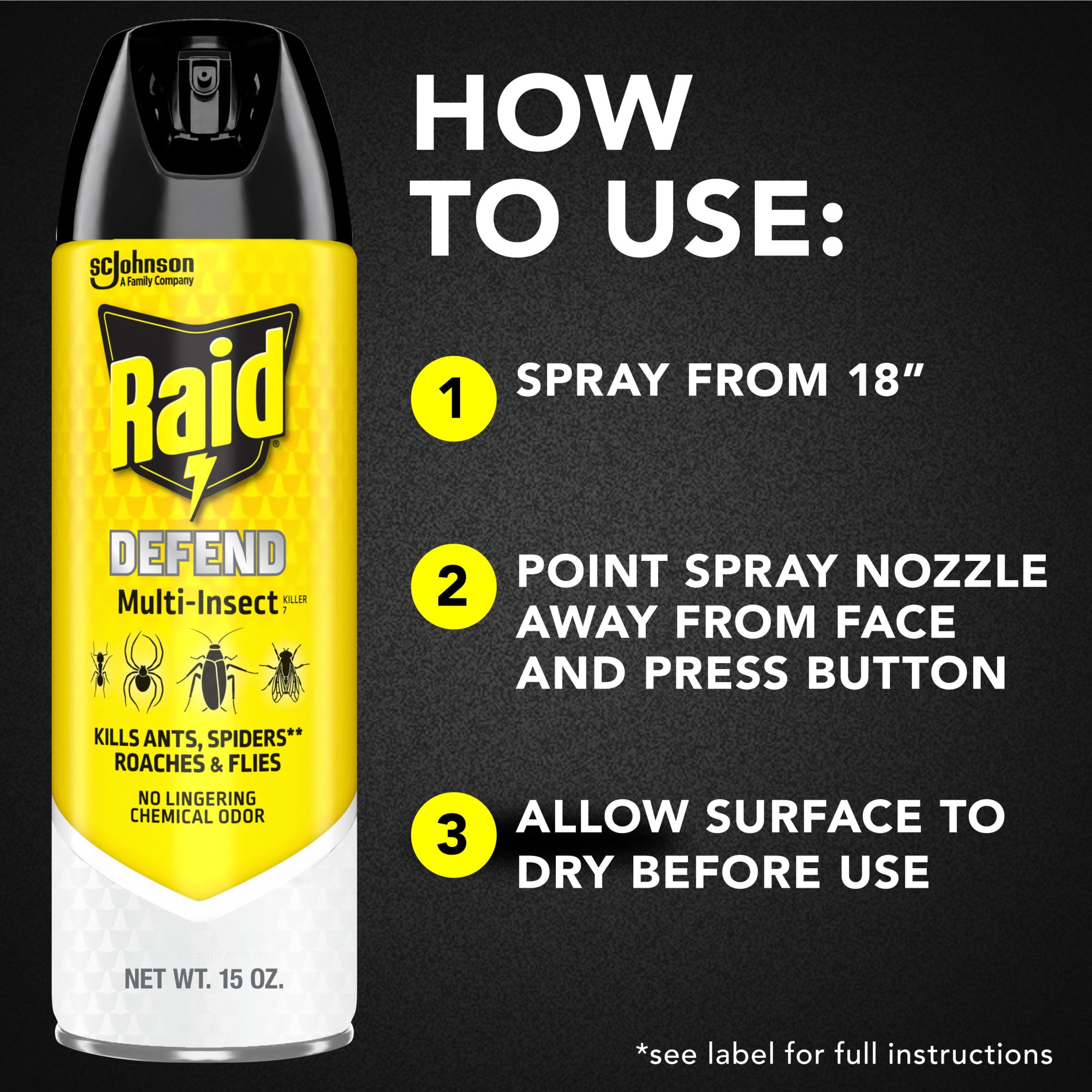 Raid Multi-Insect Killer Spray for Indoor and Outdoor Use (15 oz) ikq5t