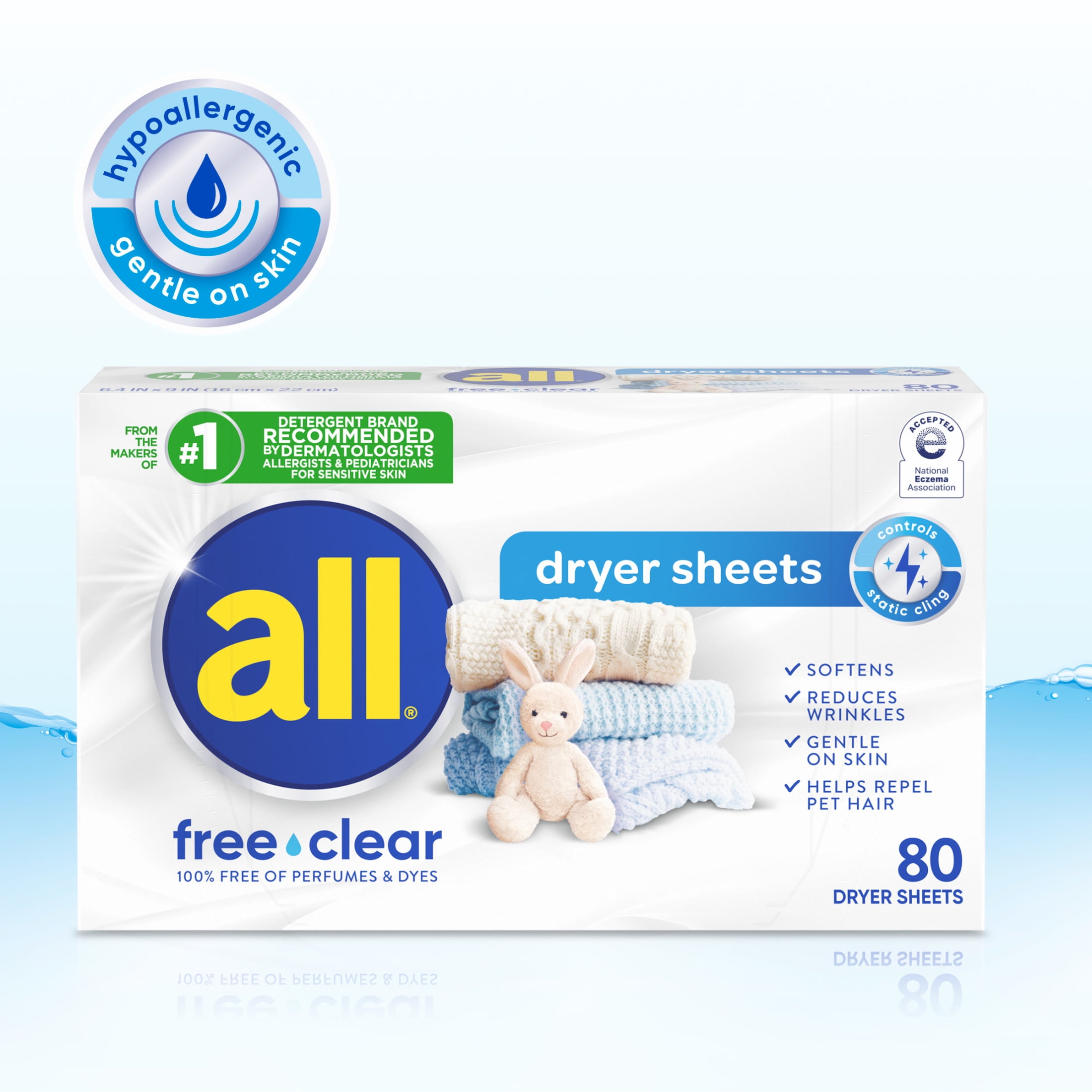 all free clear Fabric Softening Dryer Sheets for Sensitive Skin (80 Count) valc5