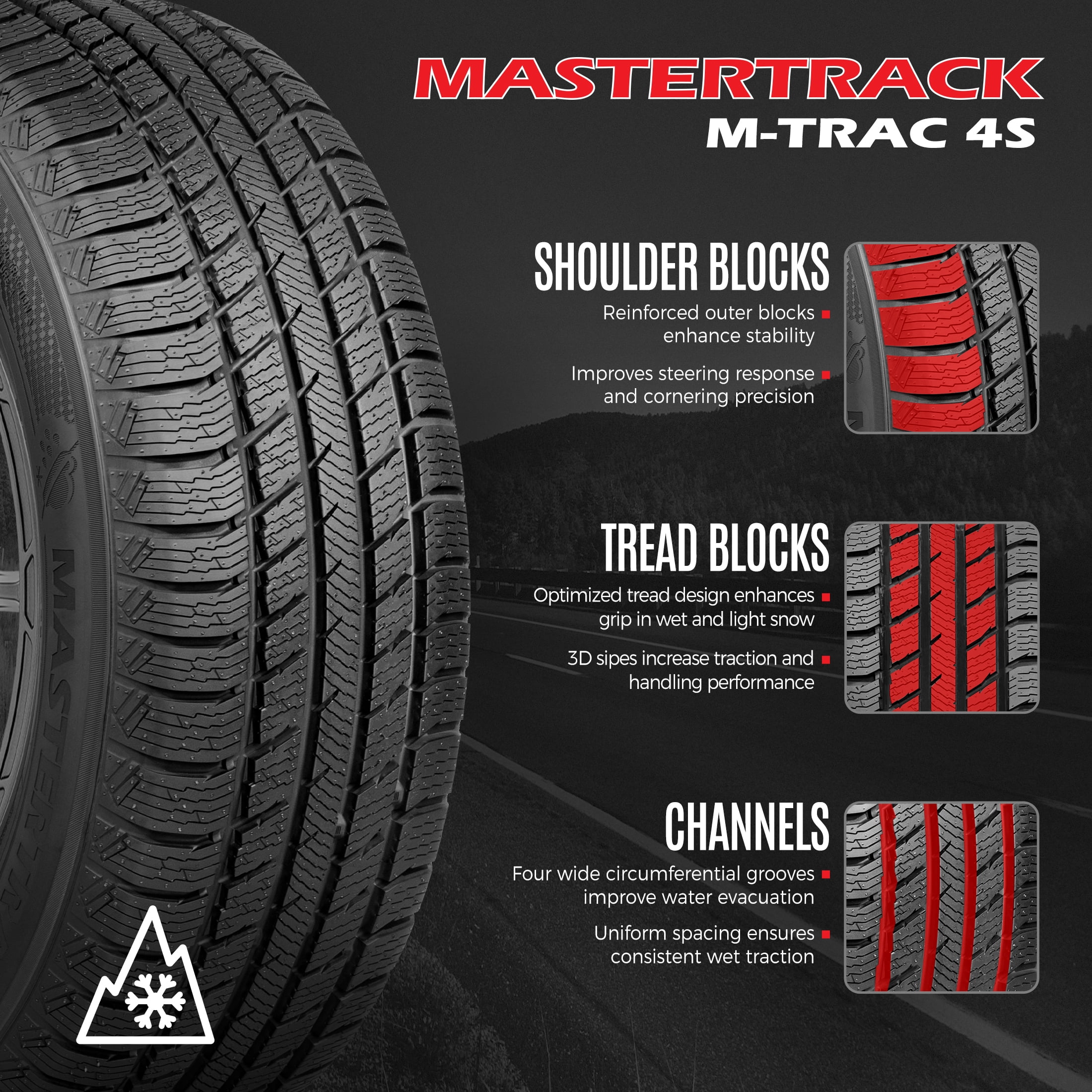 Mastertrack M-TRAC 4S All Weather Ultra High Performance Passenger Tire (235/55R19, 105V) jo188