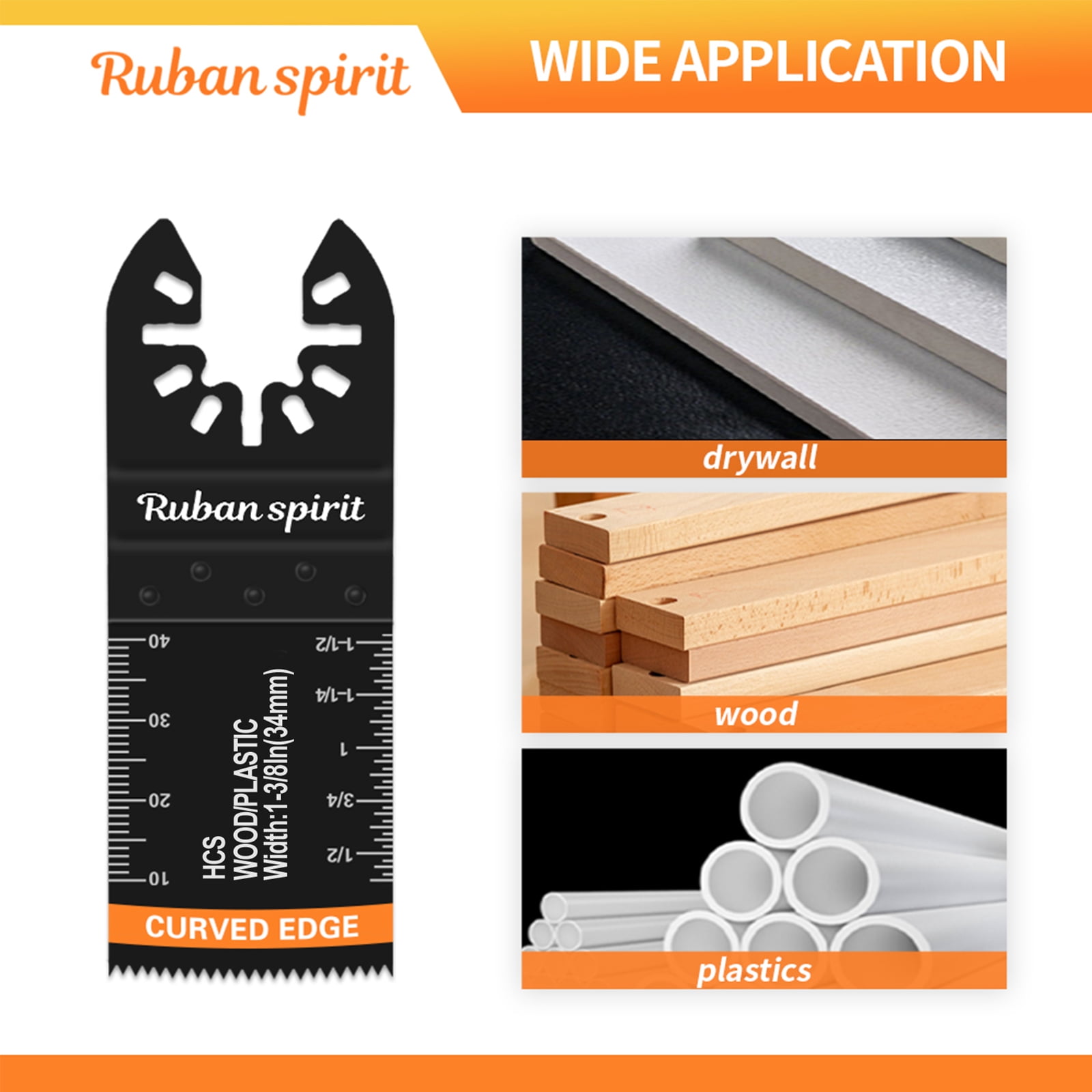 Ruban Spirit 154pcs Oscillating Multi Tool Blade Kit Titanium Bi-Metal Saw Blades for Wood Metal Plastic (154 Piece Set) qsv9l