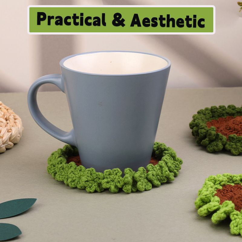 DIYCT Beginner Crochet Kit, Green Plant Coaster Craft Set with Step-by-Step Video Tutorials (Green, 1 Set) imogs