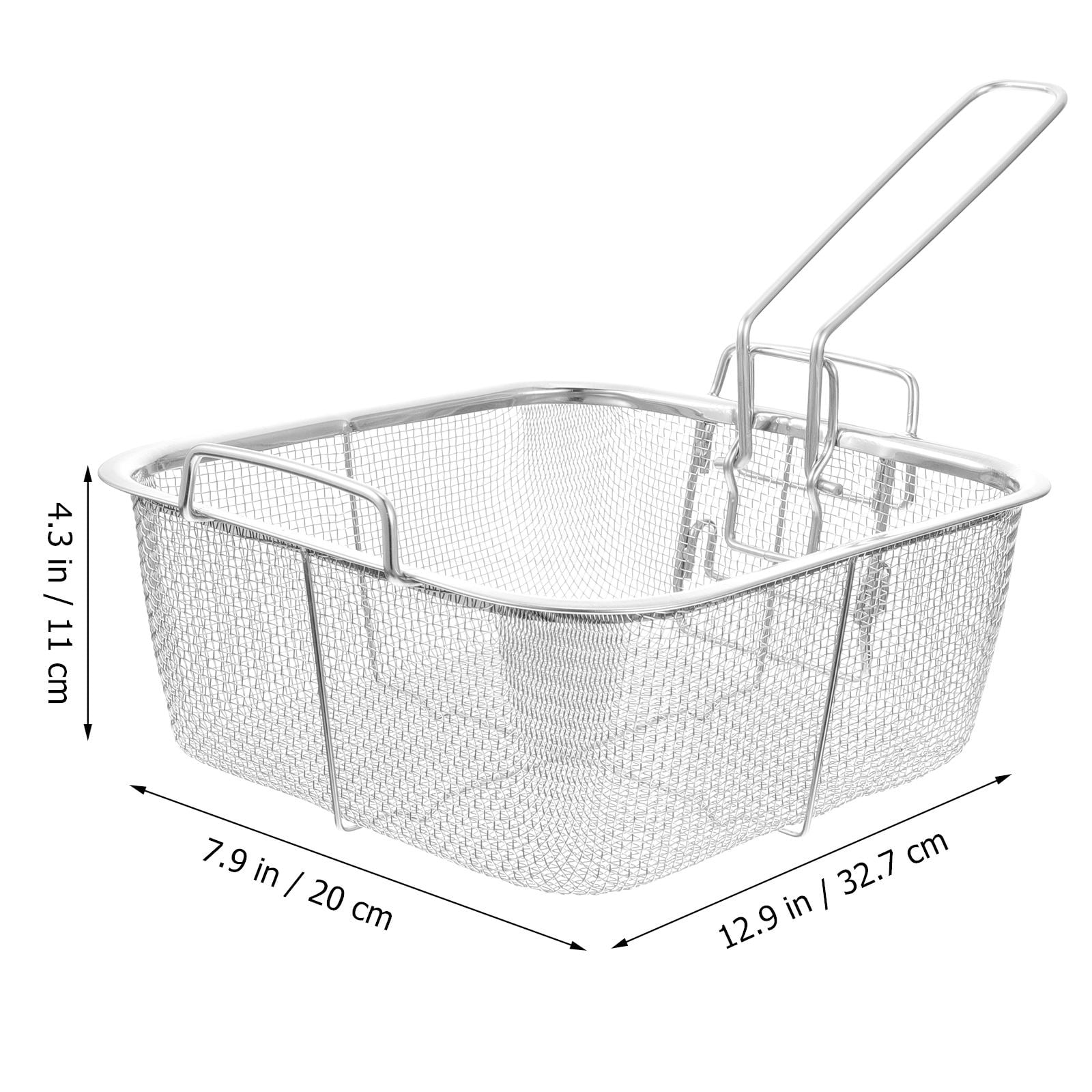 LOLIPPYY Stainless Steel Square Deep Fryer Basket with Fine Mesh Strainer (Silver, 8 in x 8 in) xy963