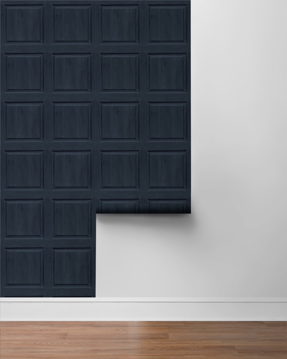 NextWall Arthouse Washed Faux Panel Peel and Stick Wallpaper (Navy, 20.5 in. W x 18 ft. L) 3a1nl