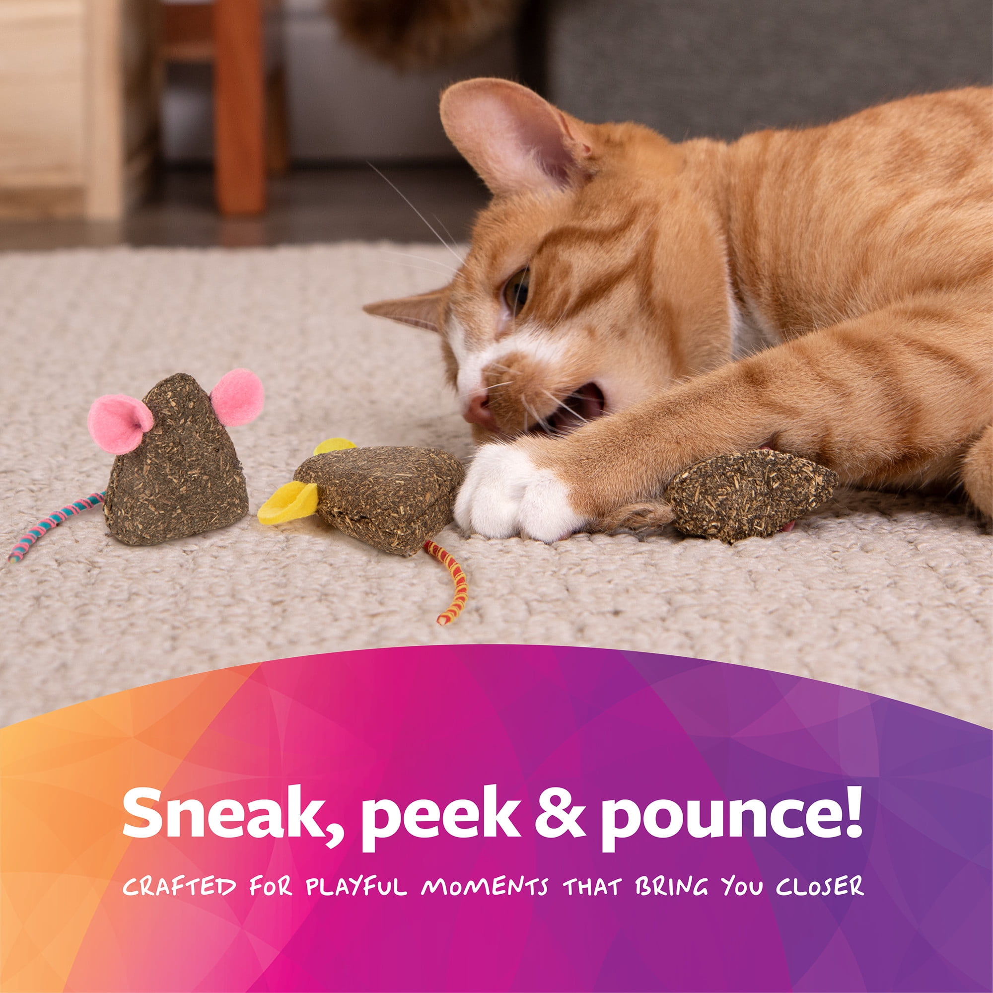 SmartyKat Mousy Mayhem Compressed Catnip Mice Interactive Cat Toys (Pink & Orange, 2-Piece Set) itgua