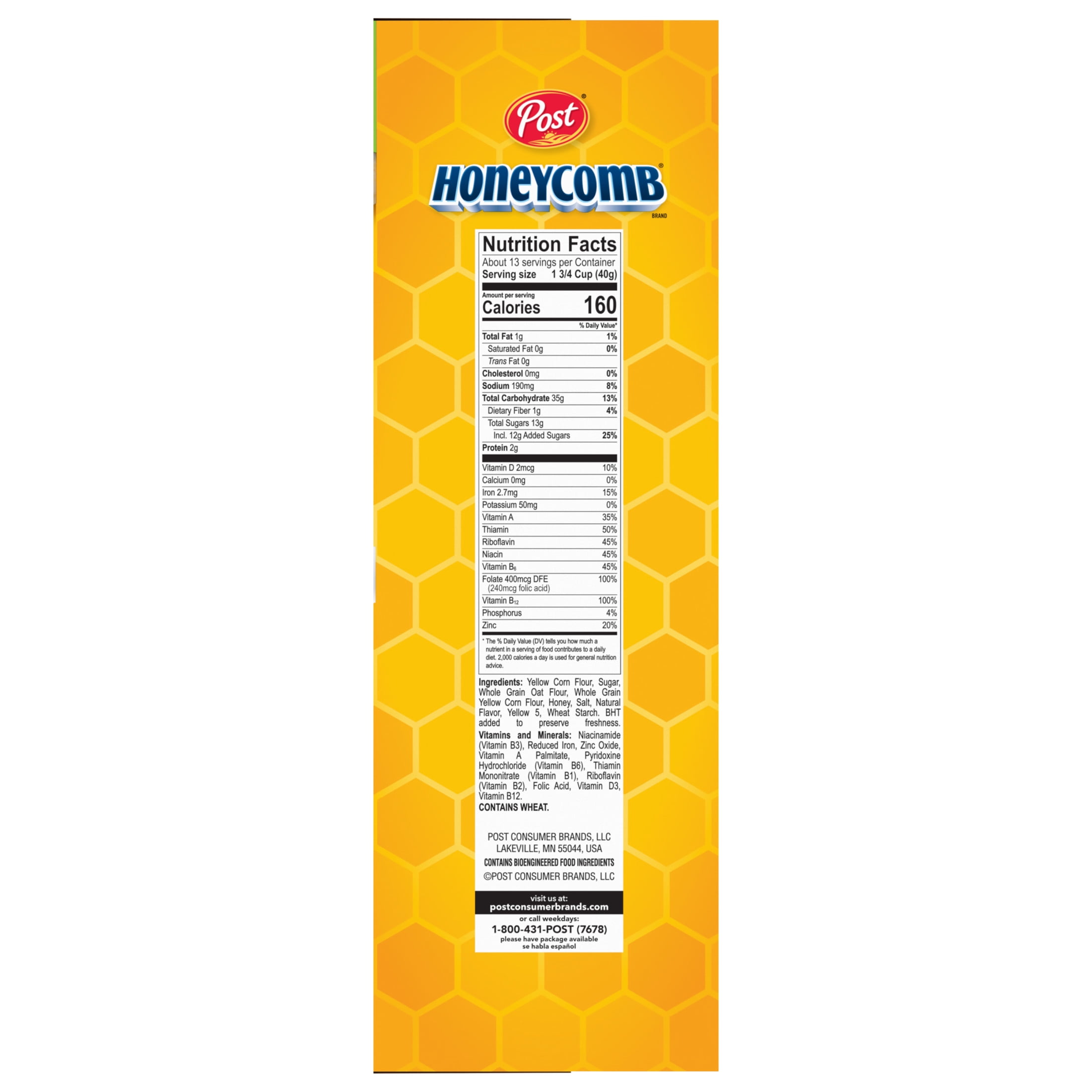 Post Honeycomb Cereal, Honey Flavored Crunchy Breakfast Cereal (19 oz) zllja