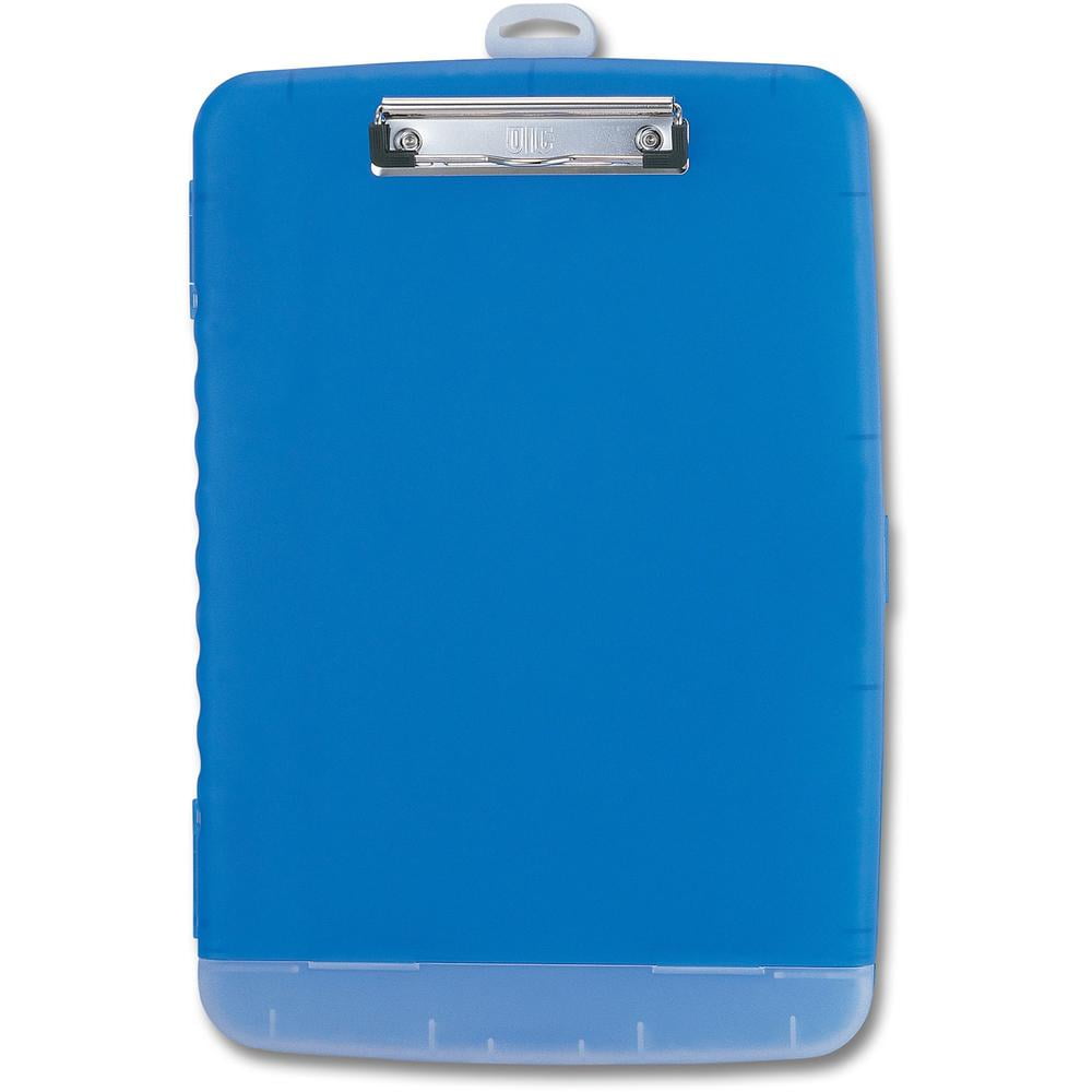 Officemate Slim Clipboard Storage Box with Low Profile Clip and Internal Compartment (Blue, 14.5 in x 10 in x 1.25 in) rx4st