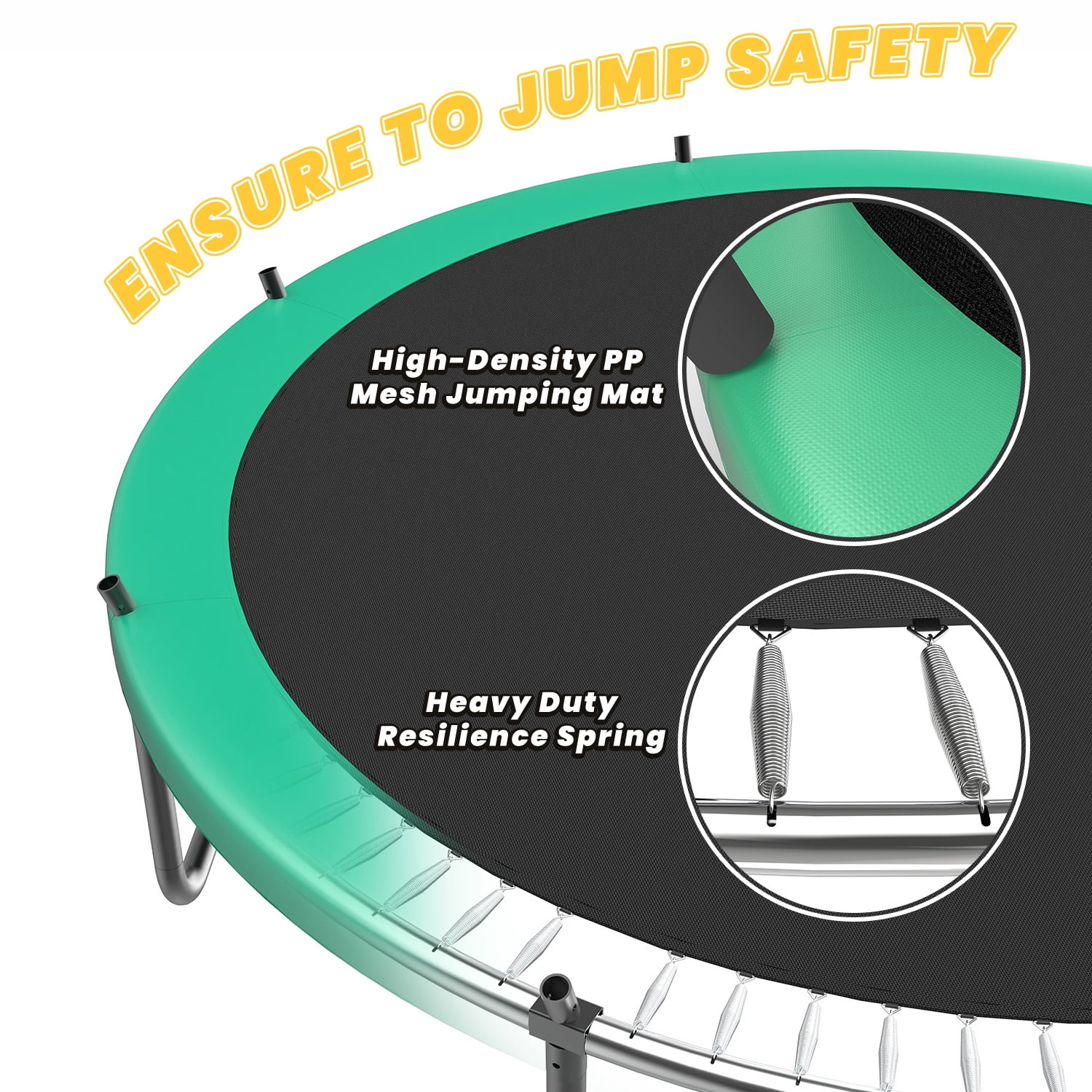 Mersco 12ft Heavy Duty Outdoor Trampoline with Enclosure Net, Slide, and Basketball Hoop (Green, 12 ft) gfnot
