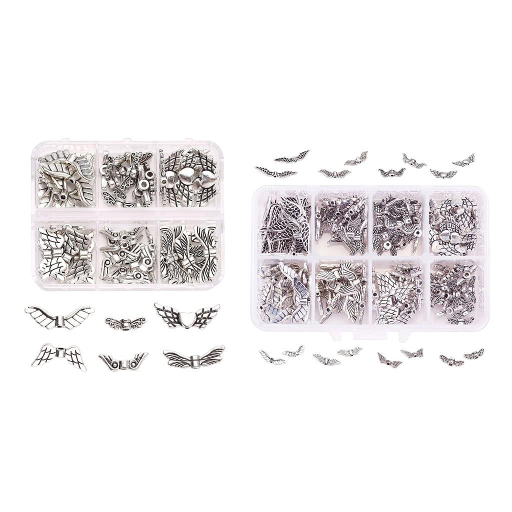 Osdhezcn Angel Wing Beads for Jewelry Making Antique Silver DIY Craft Findings (Silver, 160 Pieces) zuugl