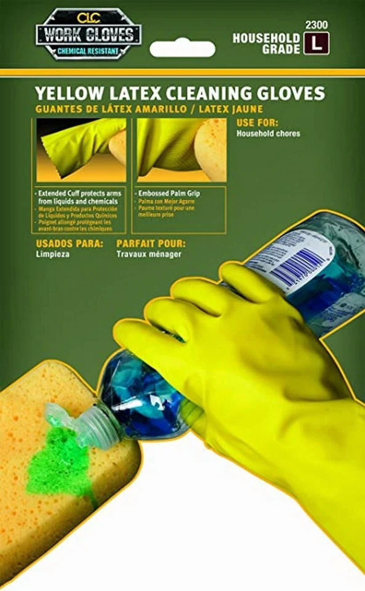 CLC Custom Leathercraft Household Latex Gloves (Yellow, Large) 7yf7r
