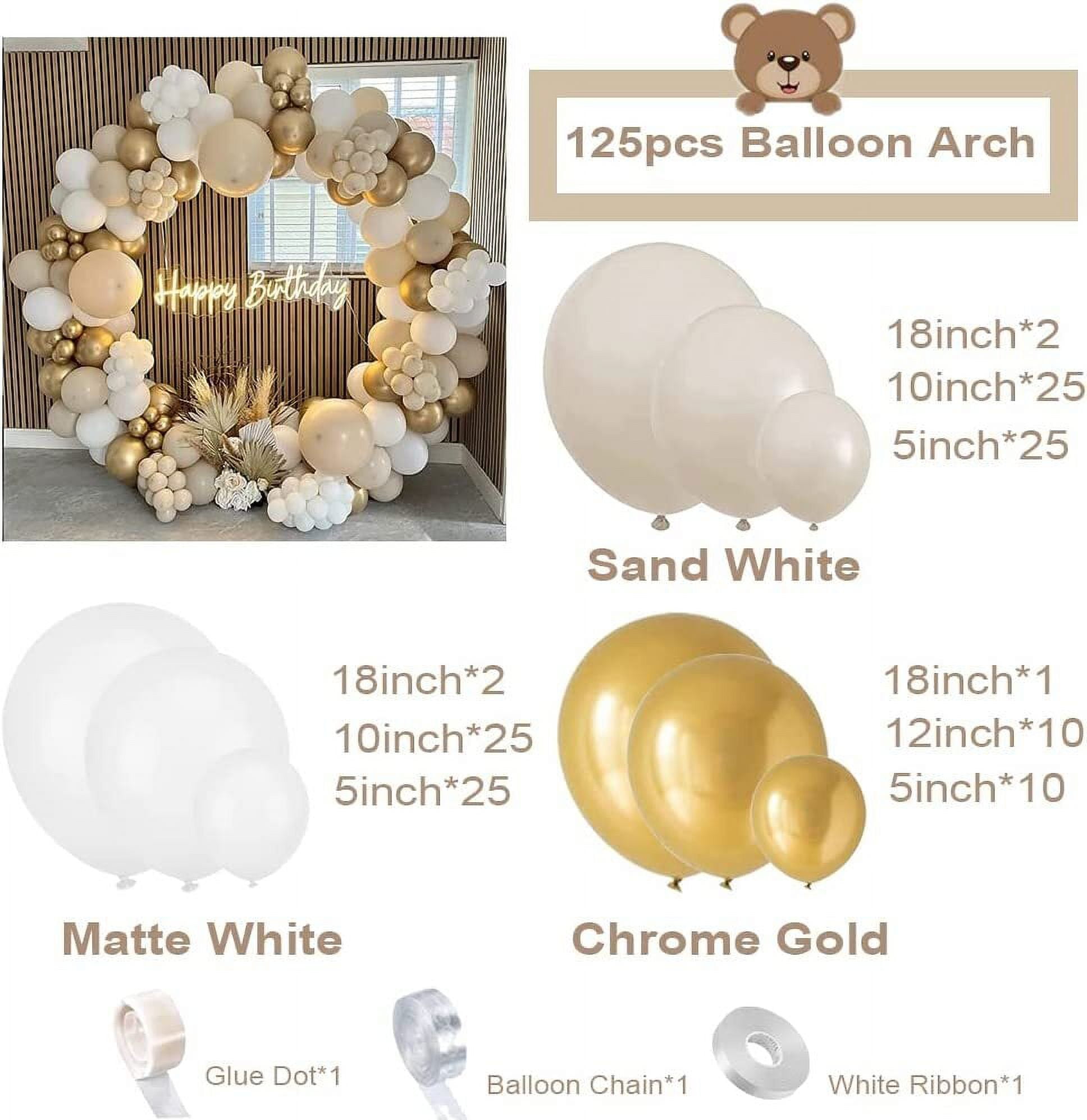 AOWEE Boho Balloon Garland Arch Kit, White and Gold Latex Balloons for Wedding and Birthday Party Decorations (126 Piece Set) kn4yj