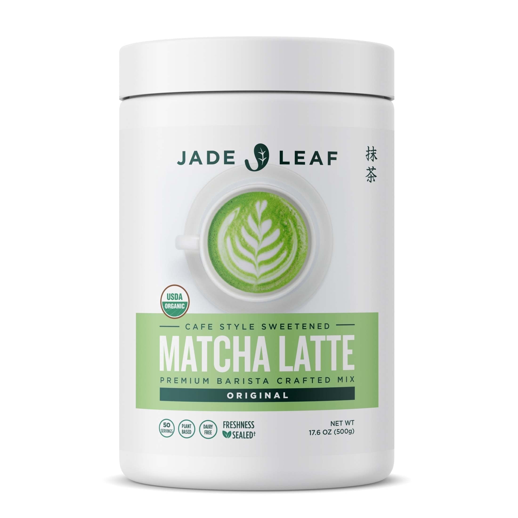 Jade Leaf Organic Matcha Latte Mix, Dairy-Free Green Tea Powder, Cafe-Style Drink Blend (Green, 17.6 oz) 180mr