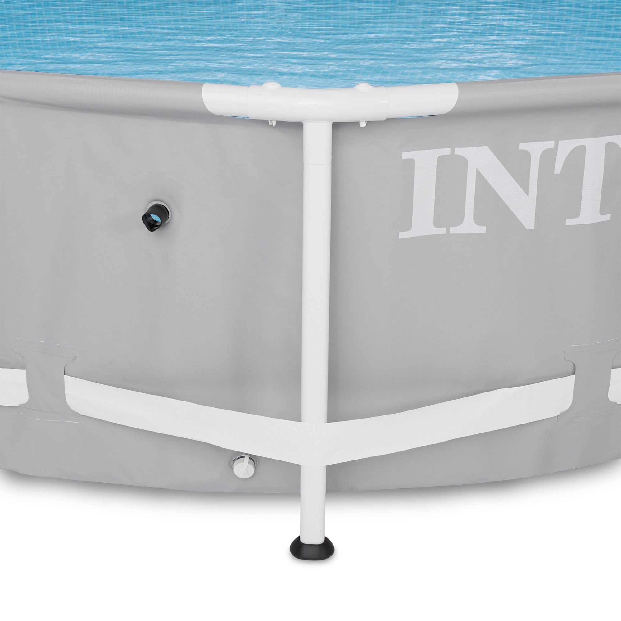 Intex Prism Frame Above Ground Swimming Pool with Automatic Robot Vacuum (Gray, 12 ft x 30 in) uphsx
