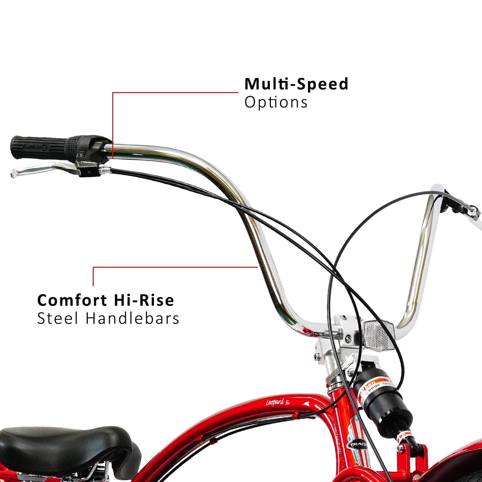 Tracer Bikes Leopard 3i Pro Chopper Stretch Cruiser Bike (Red, 26 in) xhln5