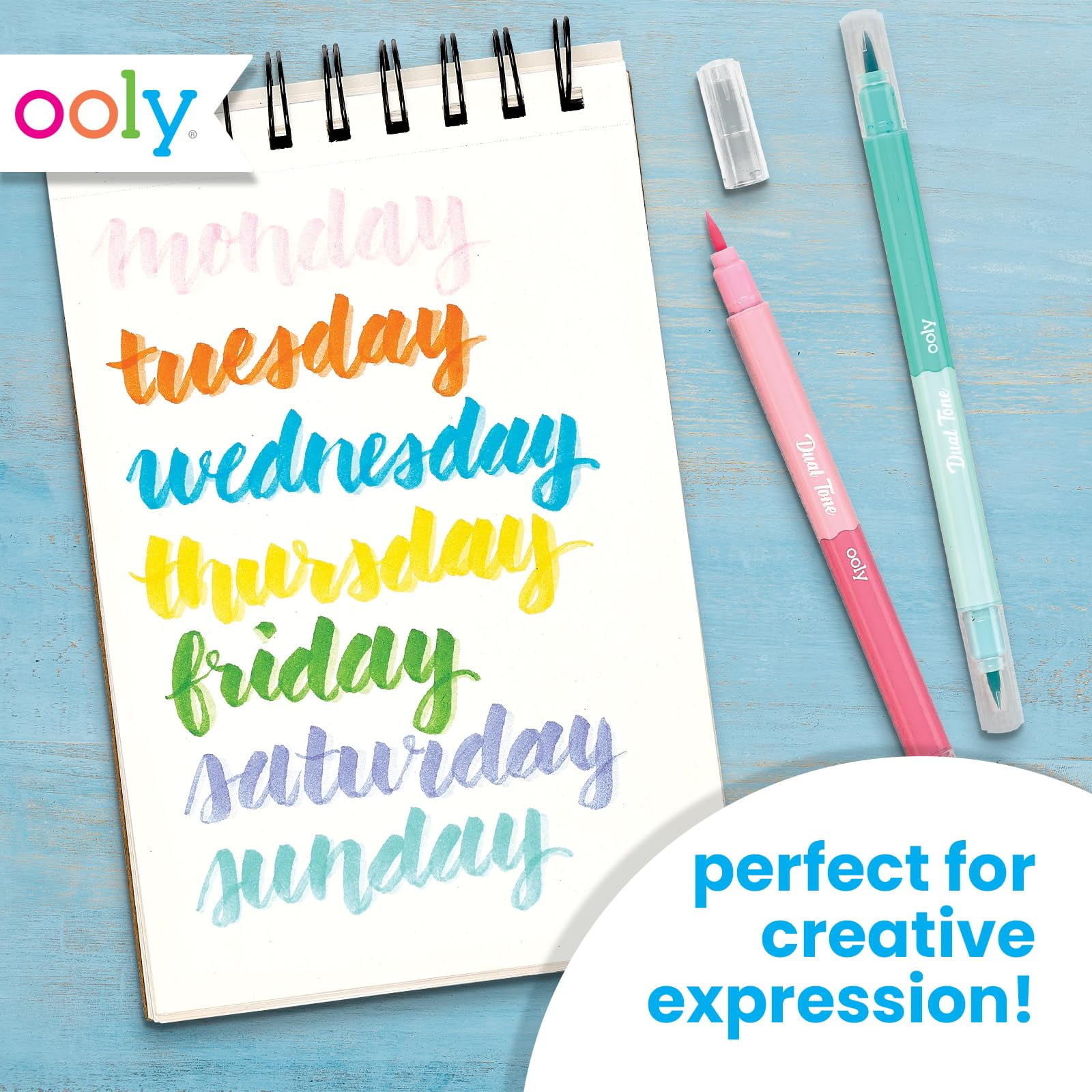 OOLY Dual Tone Double-Ended Brush Markers (24 Colors, 12 Count) xdfhp