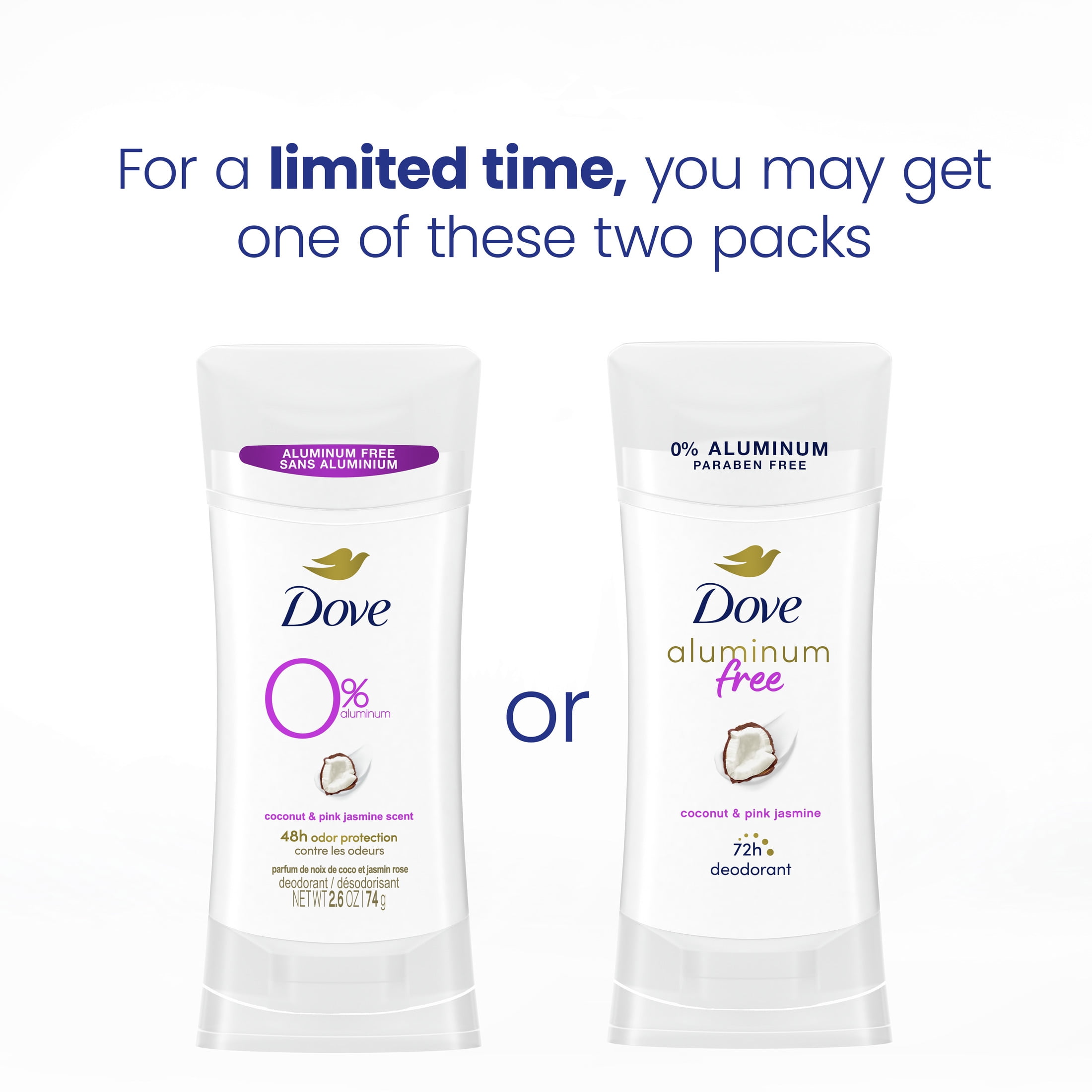 Dove 0% Aluminum Deodorant Stick for Women, Coconut and Pink Jasmine Scent (Pink, 2.6 oz) cyzt6