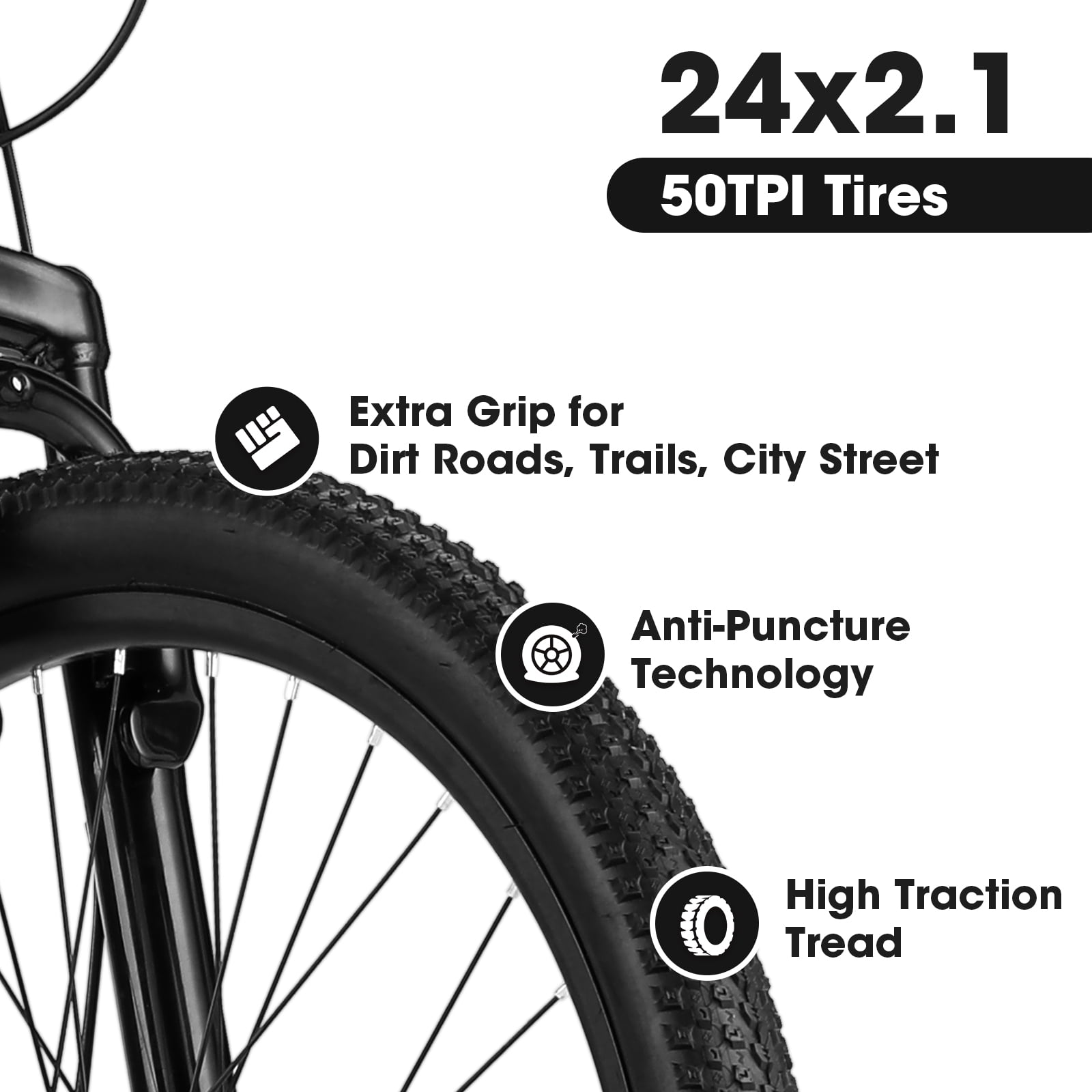 Ambifirner 24 in Mountain Bike for Women, Shimano 21-Speed Dual Disc Brakes, Steel Frame (White/Pink, 24 in) 48nr3