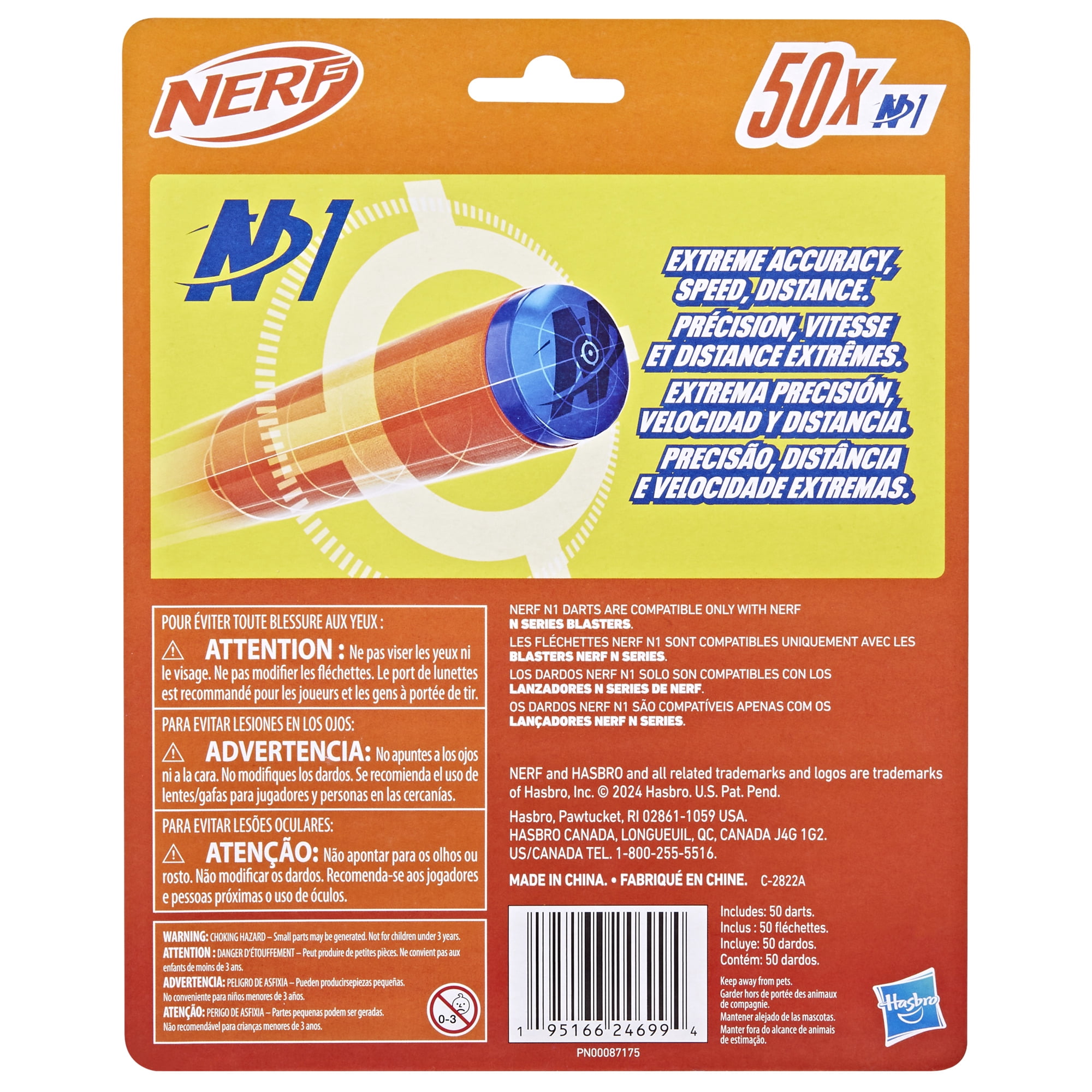 Nerf N Series N1 Darts, High-Performance Foam Refill Pack for N Series Blasters (50 Count) 7l3fo