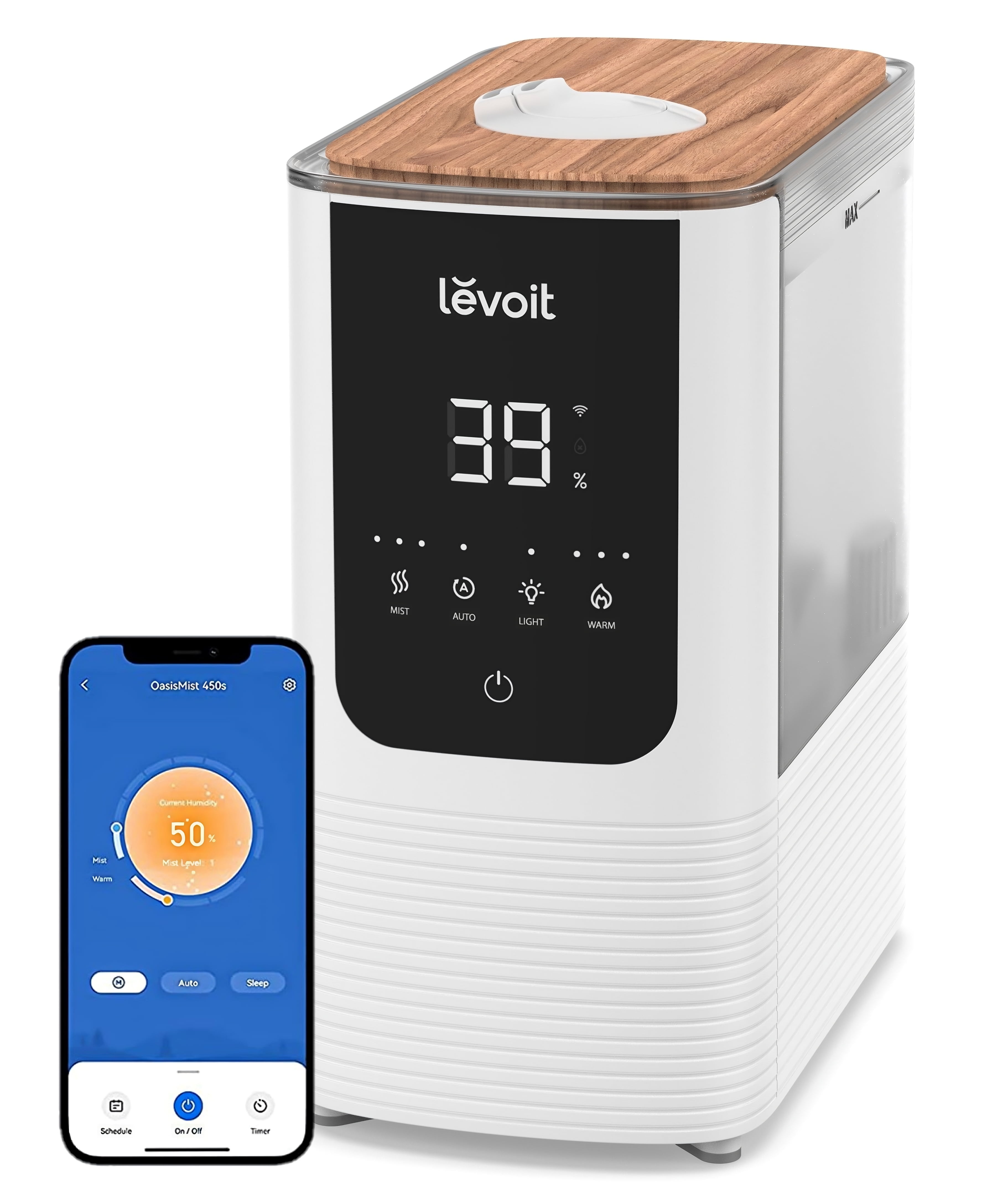 Levoit OasisMist Smart Cool and Warm Mist Humidifier with Aromatherapy (White, 1.19 gal) 04cqh