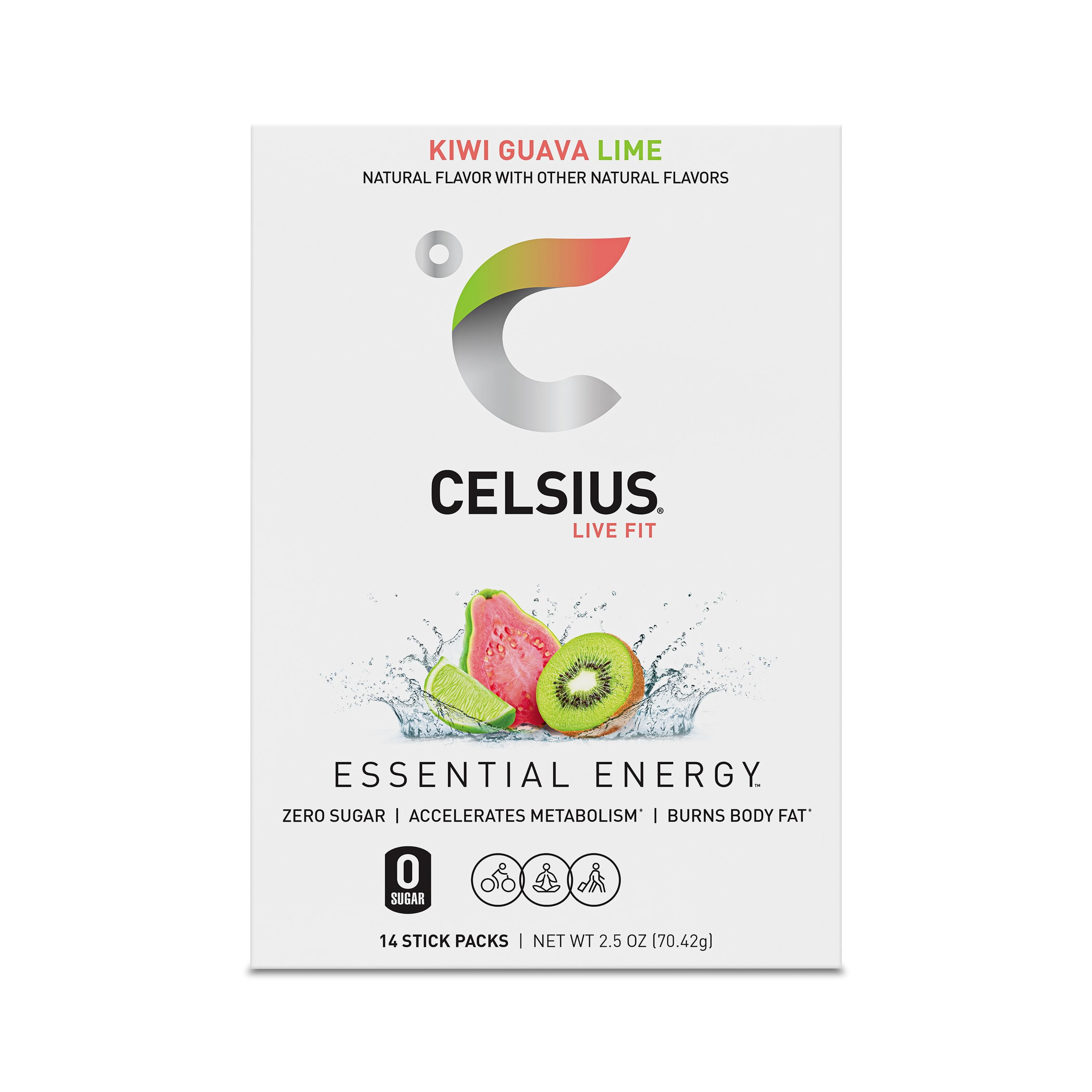 CELSIUS On-The-Go Essential Energy Powder Sticks, Kiwi Guava Lime (14 Count) ta7cj