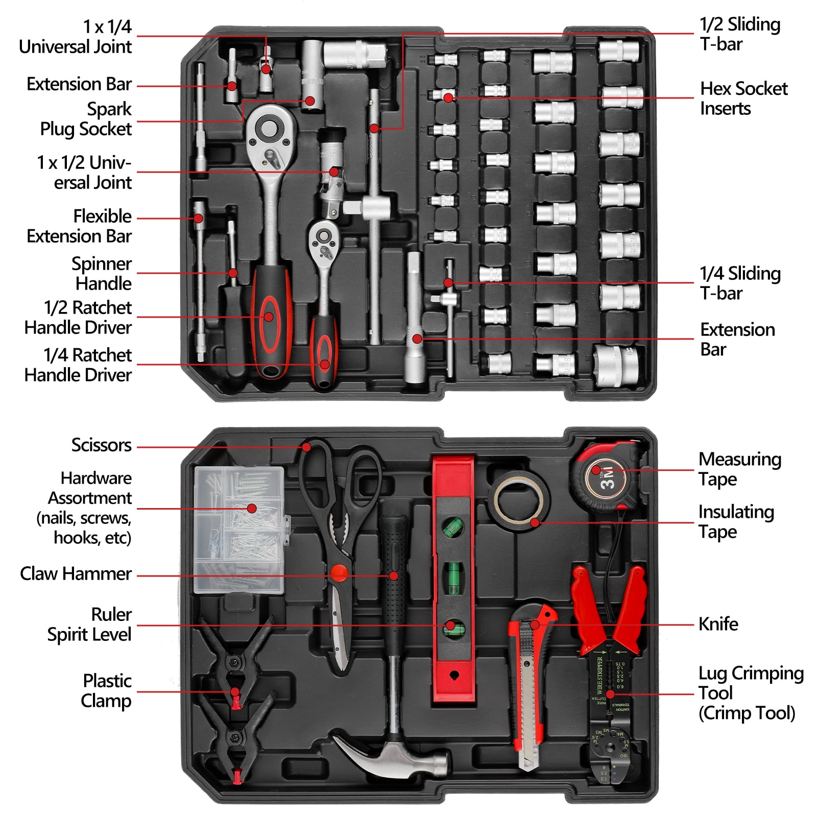 TLGREEN 799-Piece Mechanic Tool Set with Rolling Trolley Case (Professional Household & Automotive Repair Kit, 19.7 in x 14.6 in x 7.1 in) 9j3o9
