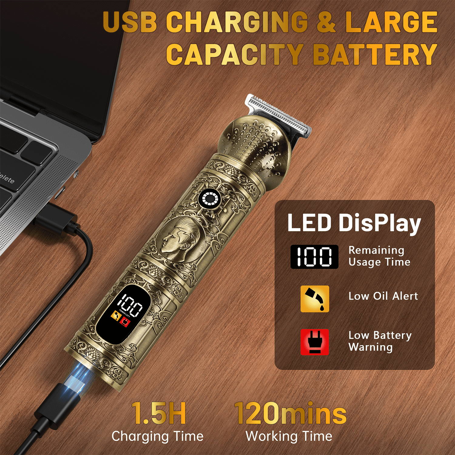 Cshidworld 6-in-1 Beard Trimmer and Hair Clipper Grooming Kit (Gold, 1 Kit) vr0km