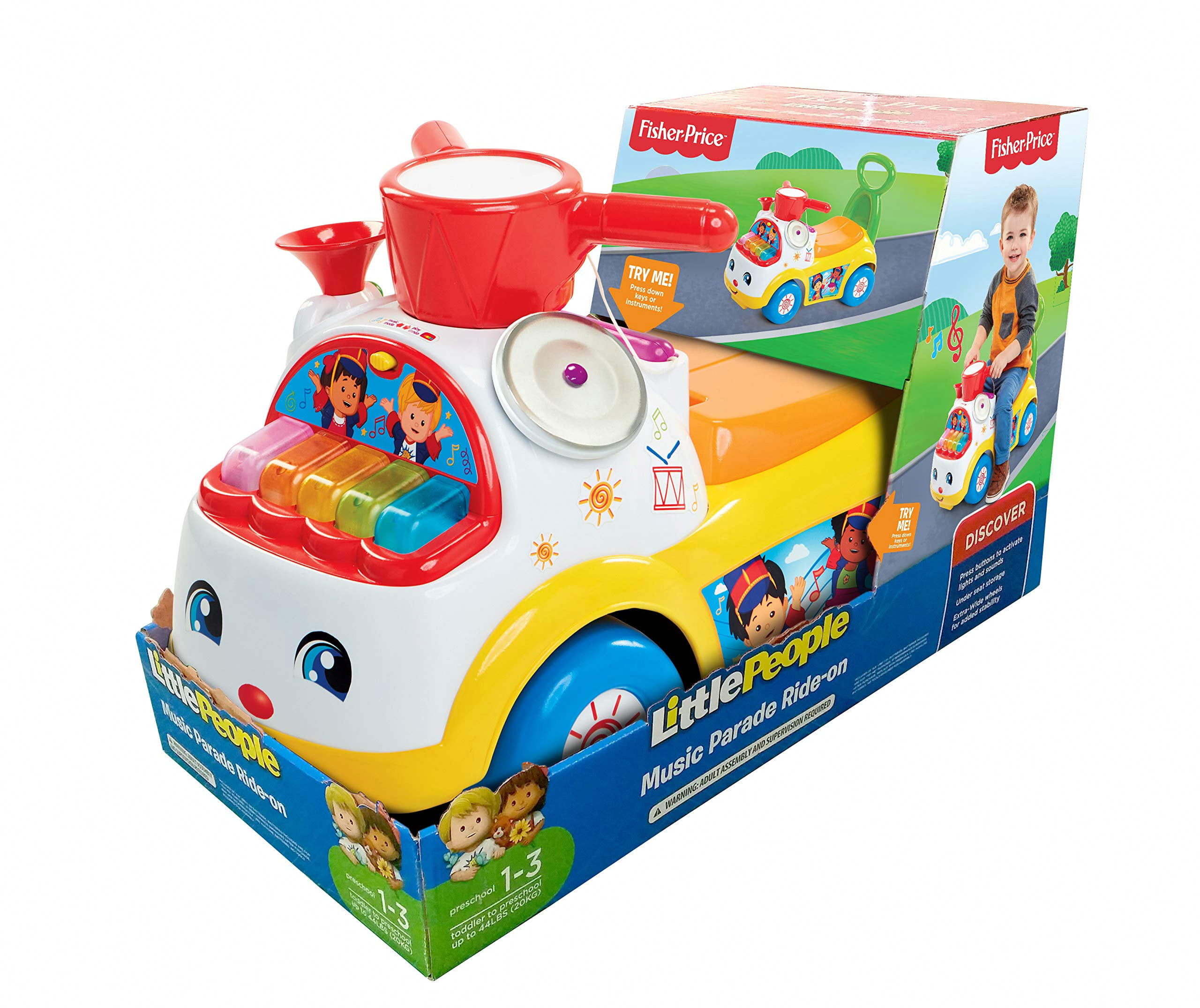 Fisher-Price Little People Music Parade Ride-On Toy with Lights and Sounds (White, 1 Pack) 9s3ht