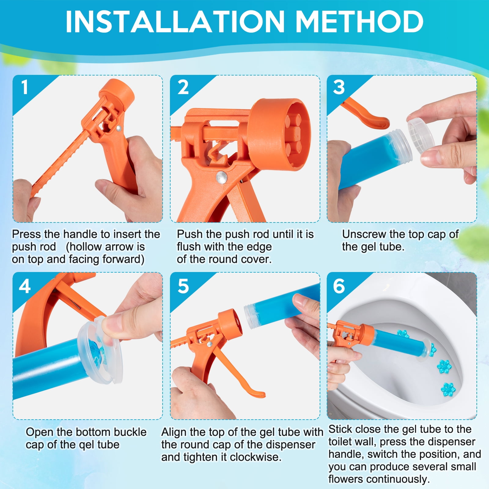 WEXLYN Toilet Bowl Cleaning Gel Stamps with Reusable Applicator (Rainshower Scent, 5 Count) z9r9s