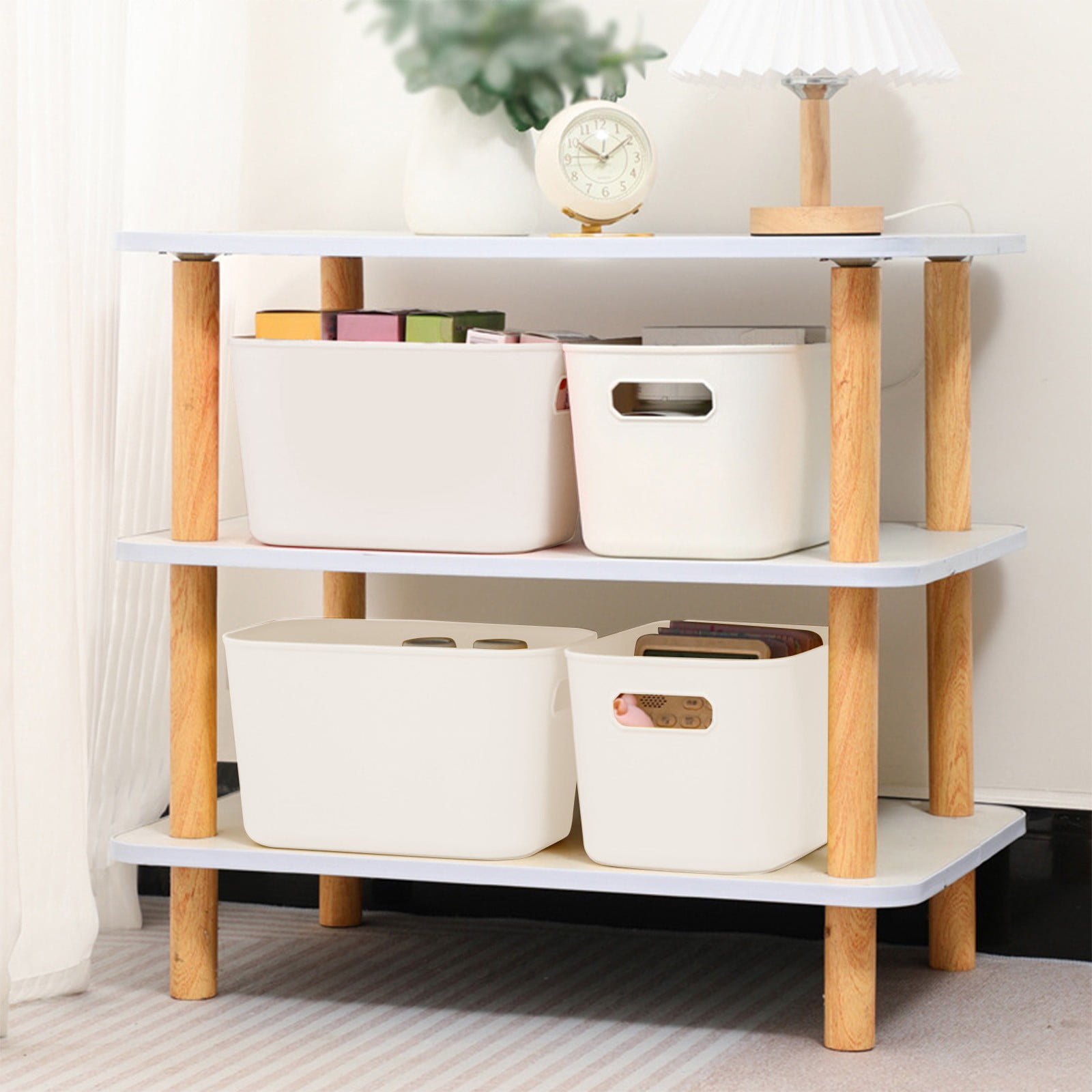 TenderTrove Multi-Purpose Storage Bins with Handles (White, 4-Pack, 10x6.3x5.9 in) osdyl