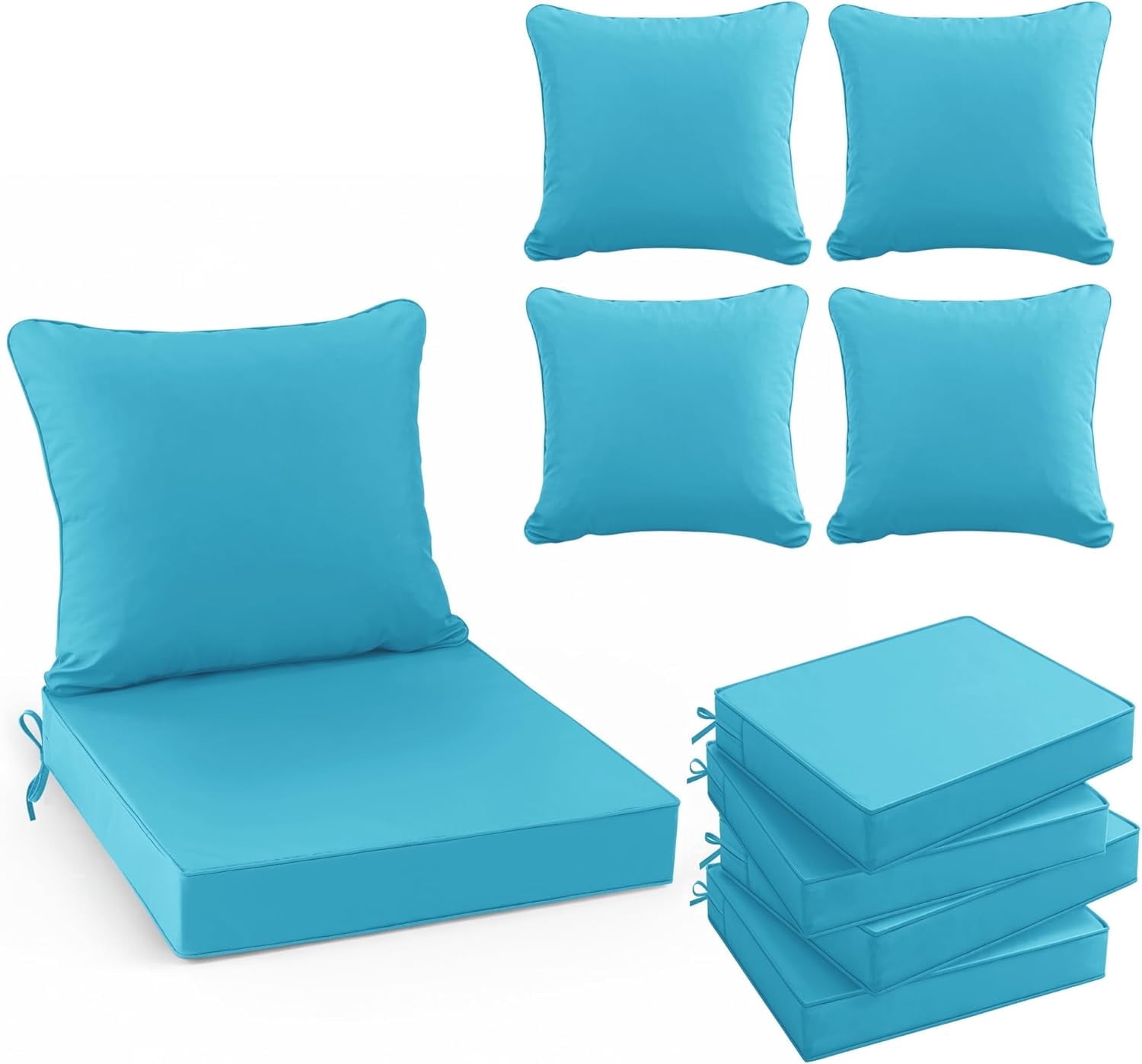 Ottowood Outdoor Deep Seat Cushions Water-Repellent Patio Furniture Replacement (Teal, 22 in x 22 in x 3 in, Set of 4) 84ds0