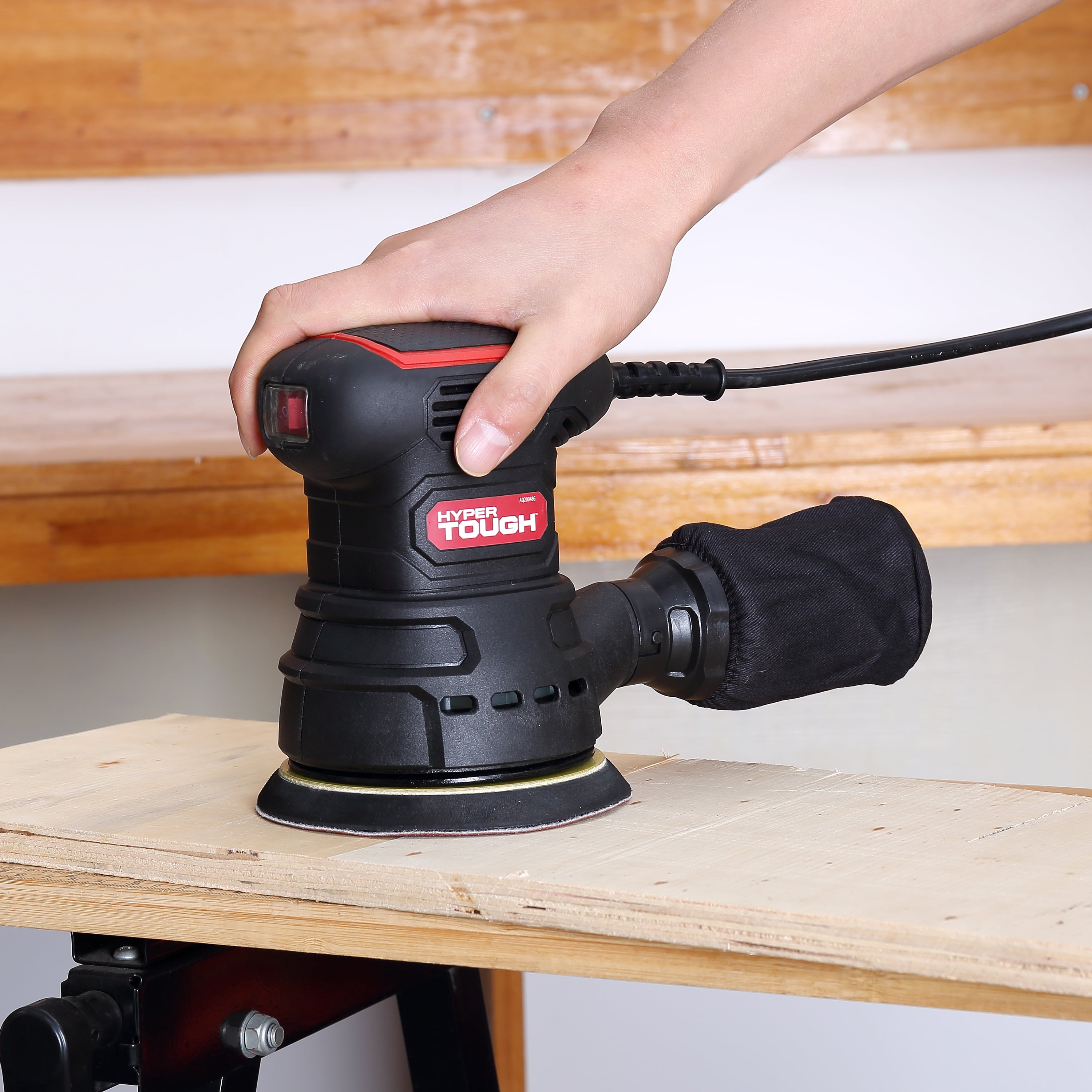 Hyper Tough 2.5 Amp Corded 5 inch Orbital Sander with Dust Collection System and Sanding Sheets (5 in) hva7x