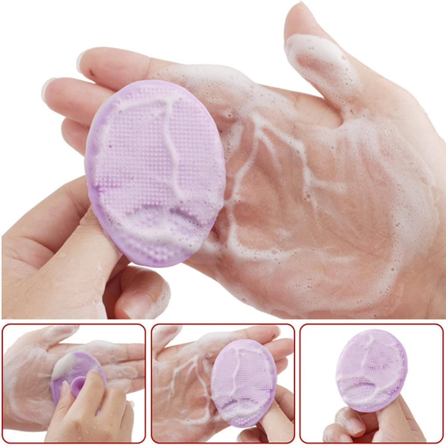SUWU Silicone Facial Cleansing Brush and Face Exfoliator Pad for Pore Cleaning (4 Pack) hlifq