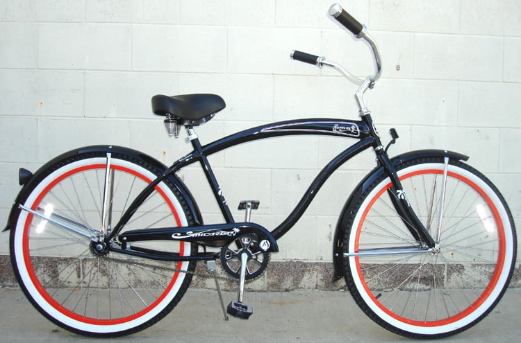 Micargi Rover GX 26 in Beach Cruiser Bike Single Speed Coaster Brake with Fenders (Black/Red Rim, 26 in) 52rs7