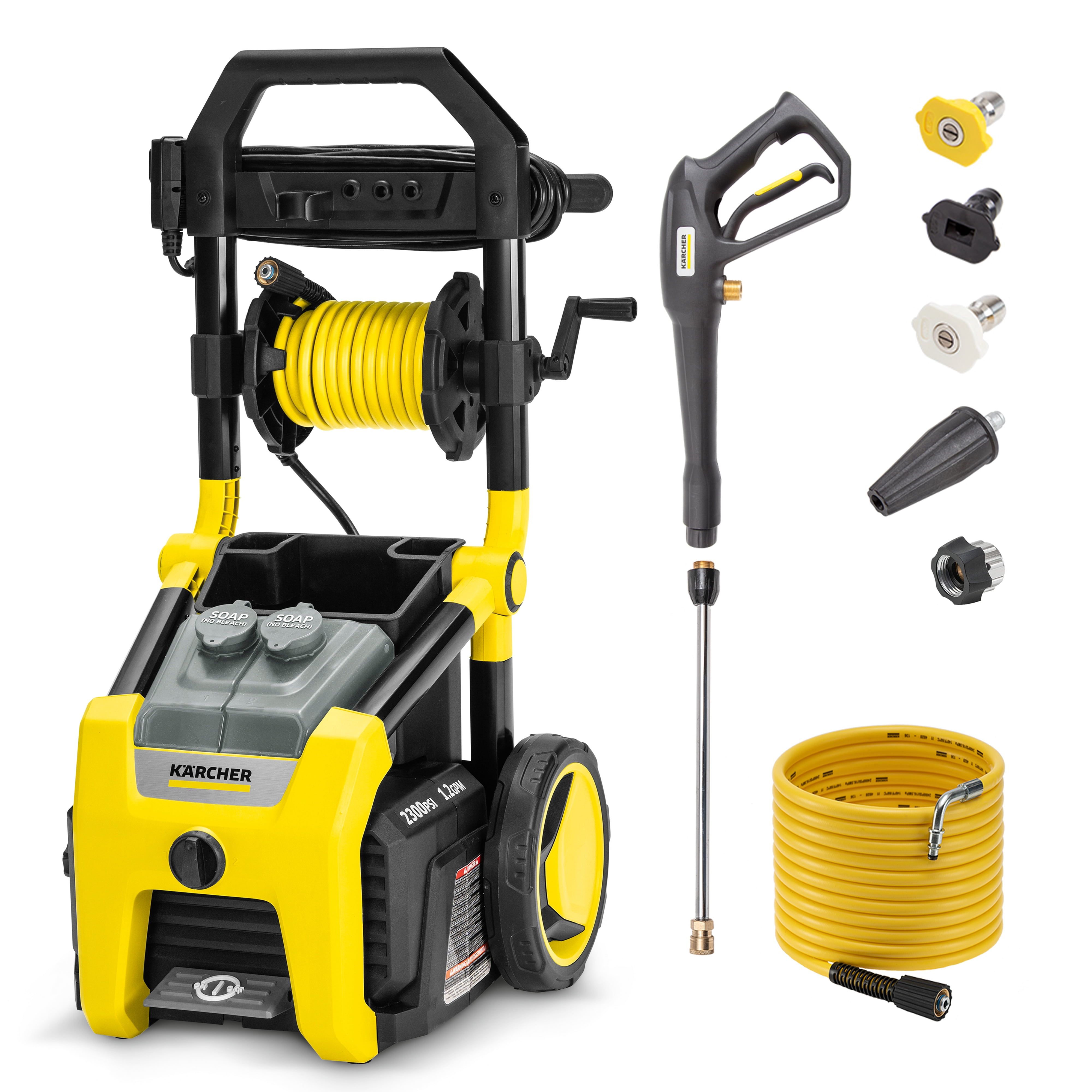 Karcher K2300PS Electric Pressure Washer with Hose Reel and 4 Spray Nozzles (2300 PSI, 1.2 GPM) u9vuo
