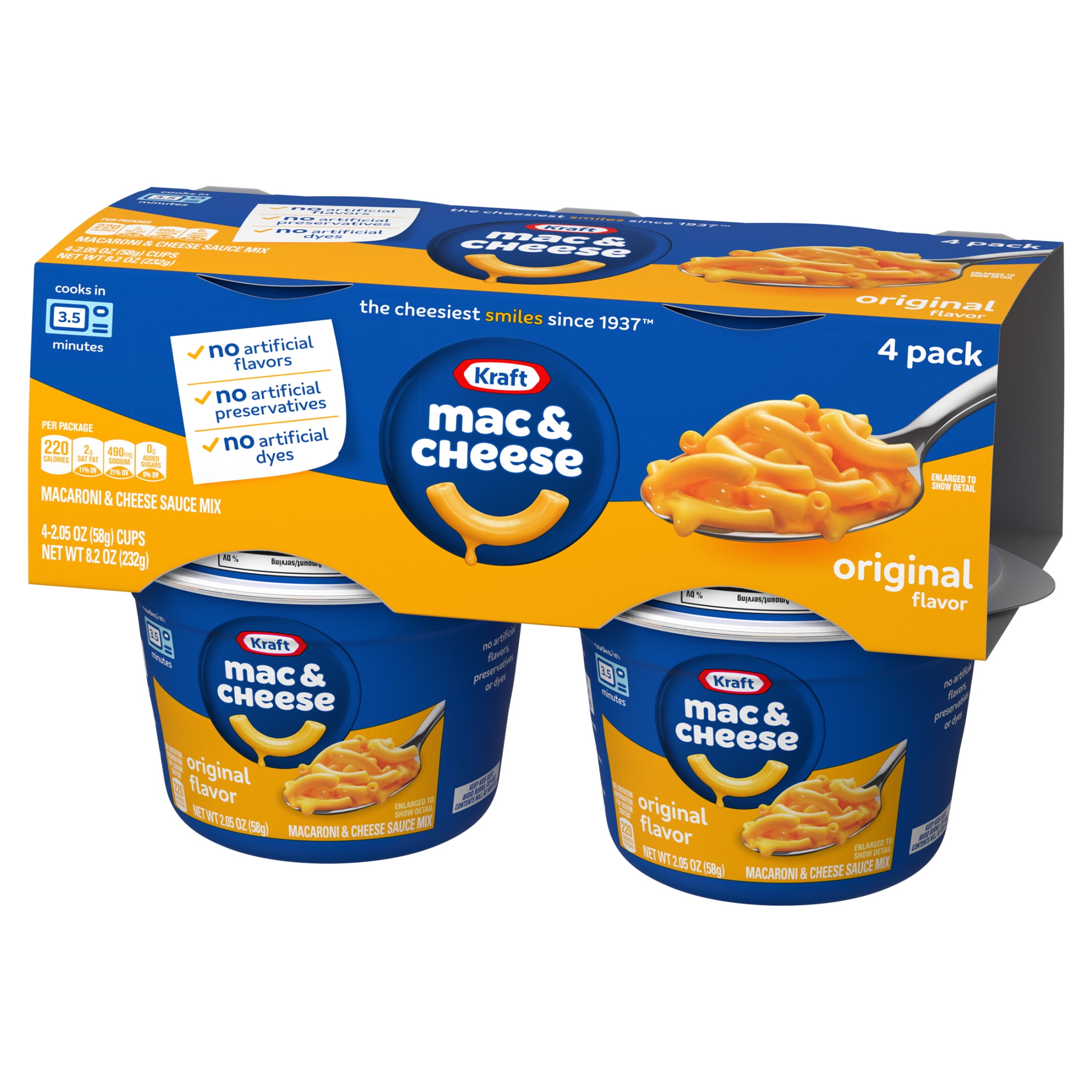 Kraft Original Macaroni and Cheese Dinner Cups (4 Pack, 2.05 oz Each) 4juec