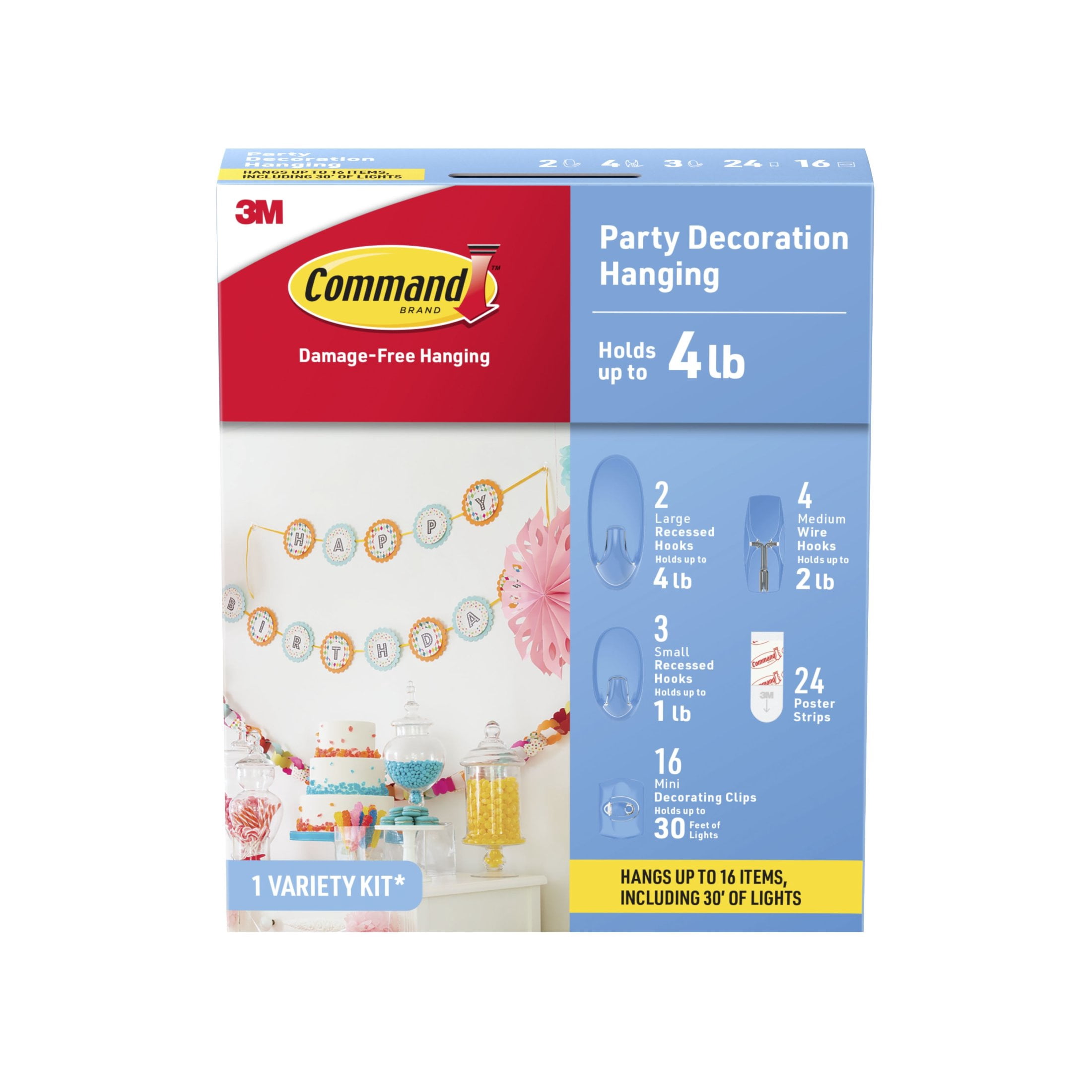 Command Clear Hooks Party Decoration Variety Kit (Clear, 4 lb Capacity) kzpq9