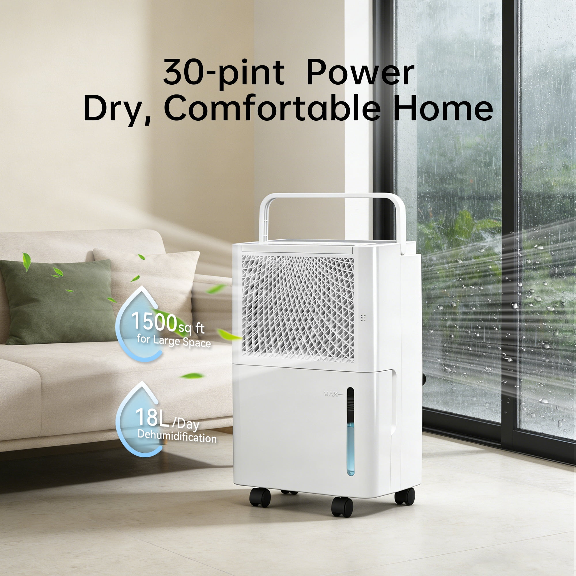 HUMSURE 30 Pints Dehumidifier for Basement and Home (White, 2500 Sq. ft) dxo8c