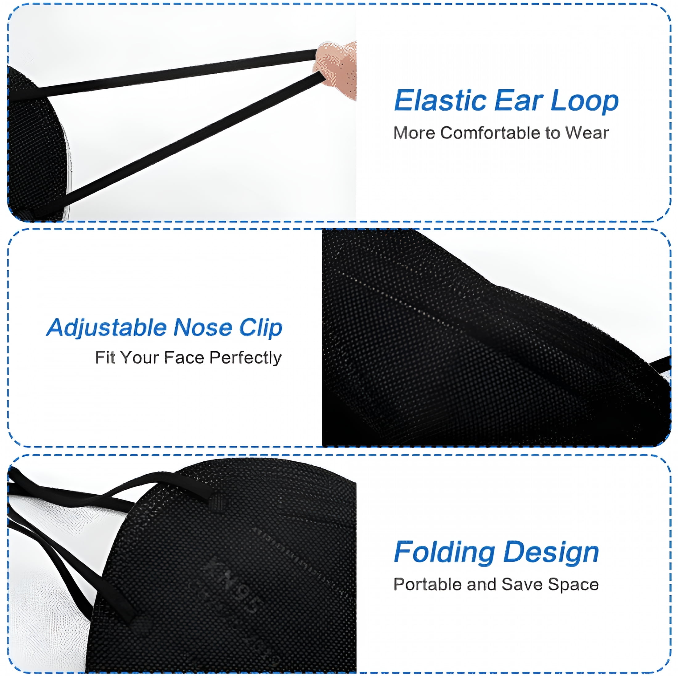 OITY KN95 Face Mask 5-Layer Protective Respirator with Elastic Ear Loops (Black, 20 Pack) v1nrv