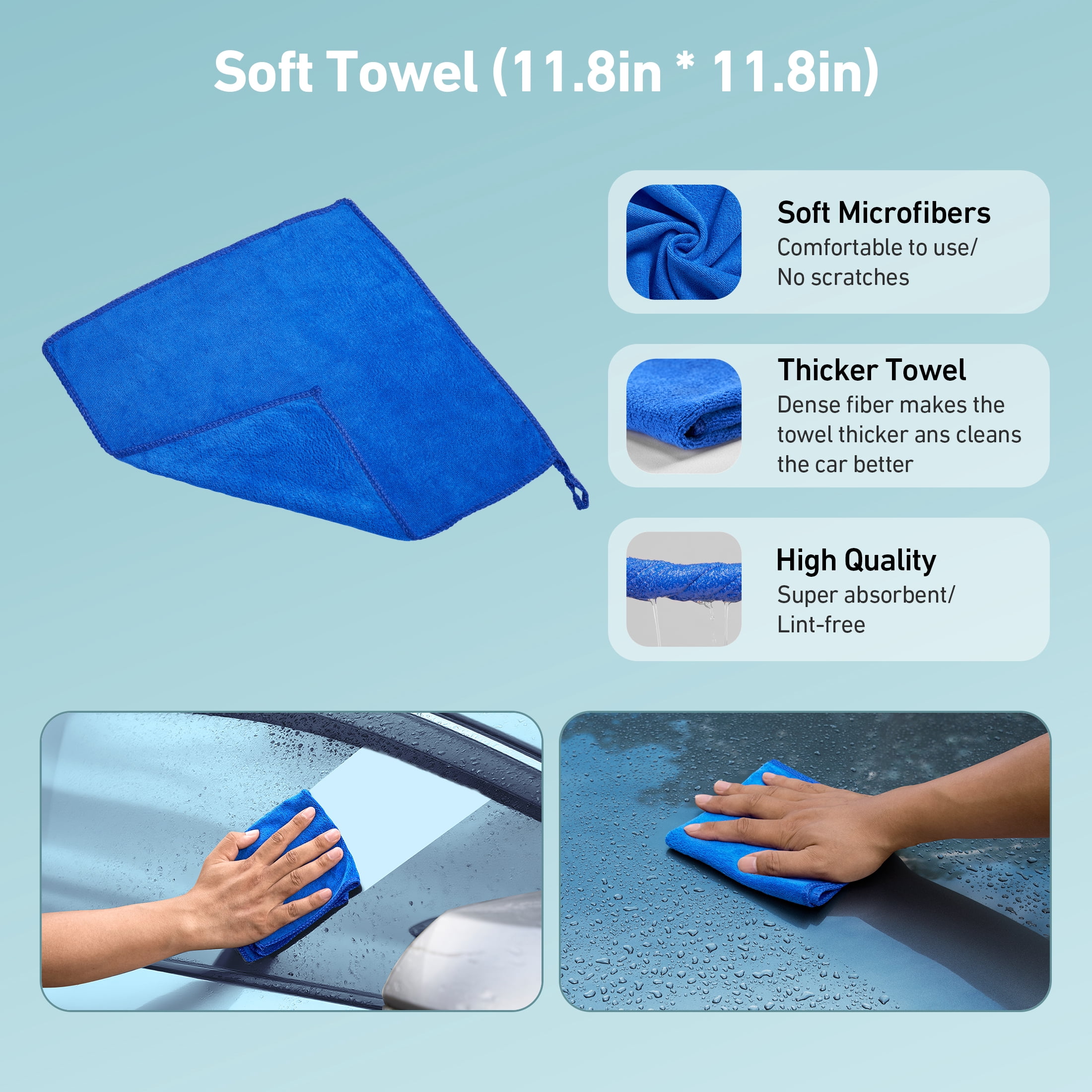 AstroAI Car Wash Kit and Detailing Brush Set (Blue, 9-Piece) 5b1nn