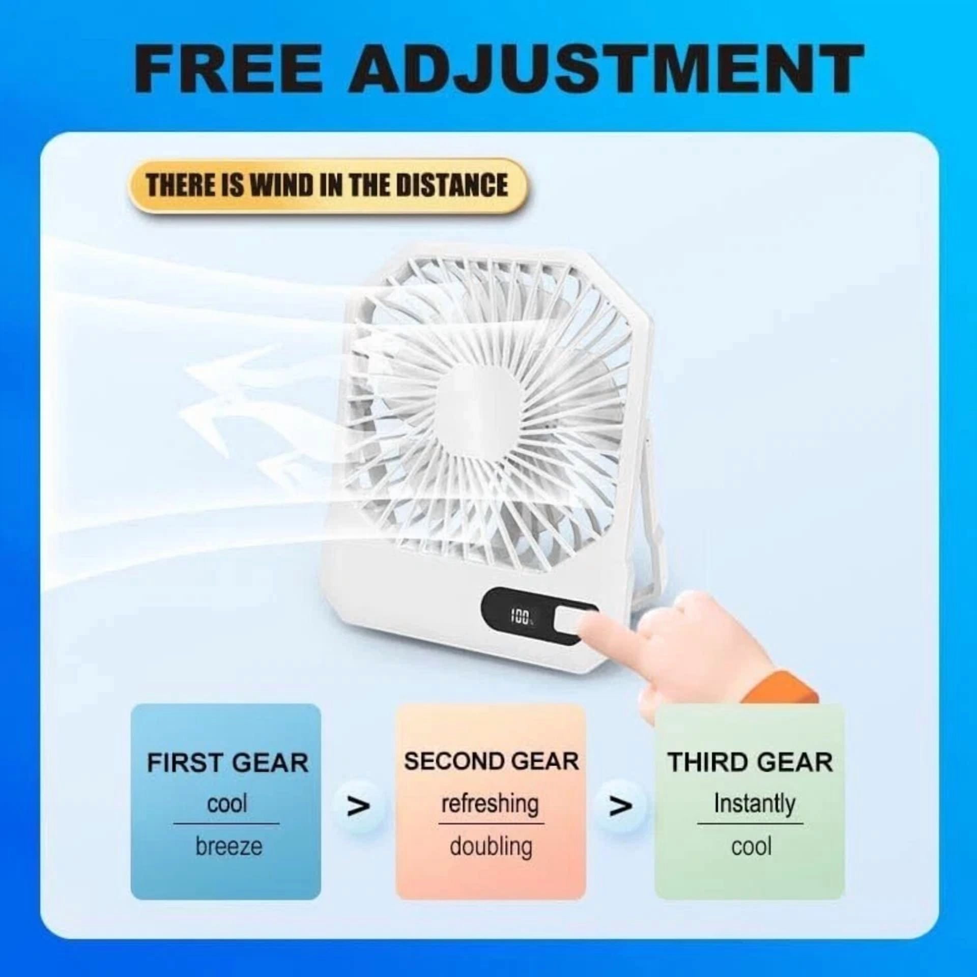 Rhea Portable Desk Fan, Ultra Quiet Rechargeable Cooling Fan with 3 Speed Settings (2600mAh, 1 Unit) yk8hc