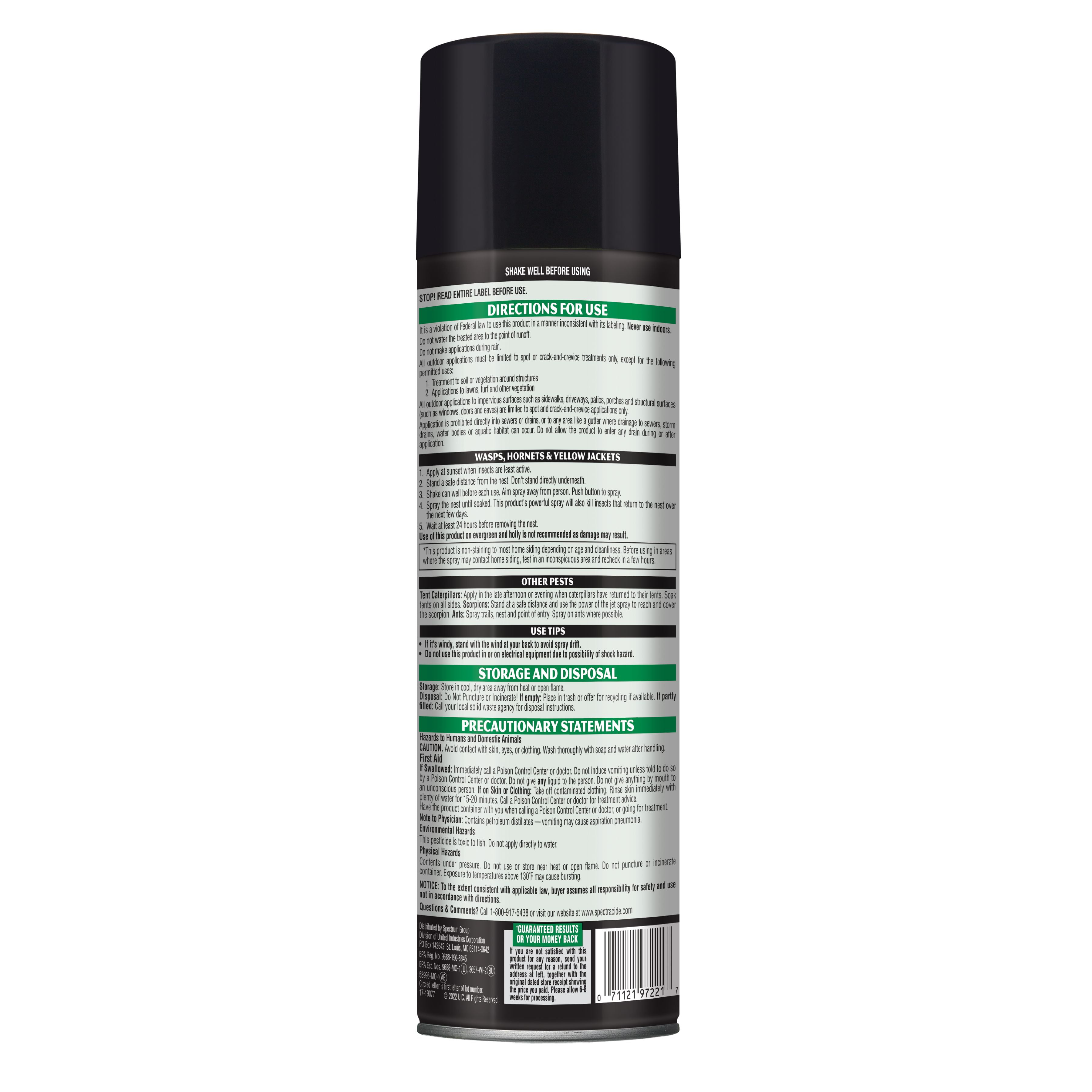 Spectracide Wasp & Hornet Killer Spray, Long-Range Jet Reach, Non-Staining Formula (18.5 oz) 0zs5h