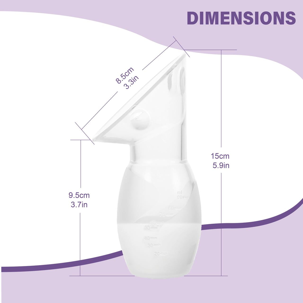 Amplim Manual Silicone Breast Pump, Portable Hand-Operated Milk Collector (Clear, 4 oz) xfqg9
