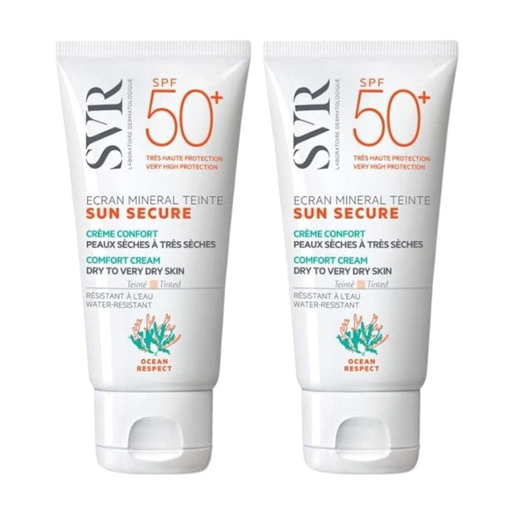 SVR Sunsecure Tinted Mineral Sunscreen SPF 50+ Broad Spectrum Face Protection (Universal Tint, 4.2 oz, 2 Pack) 5y01x