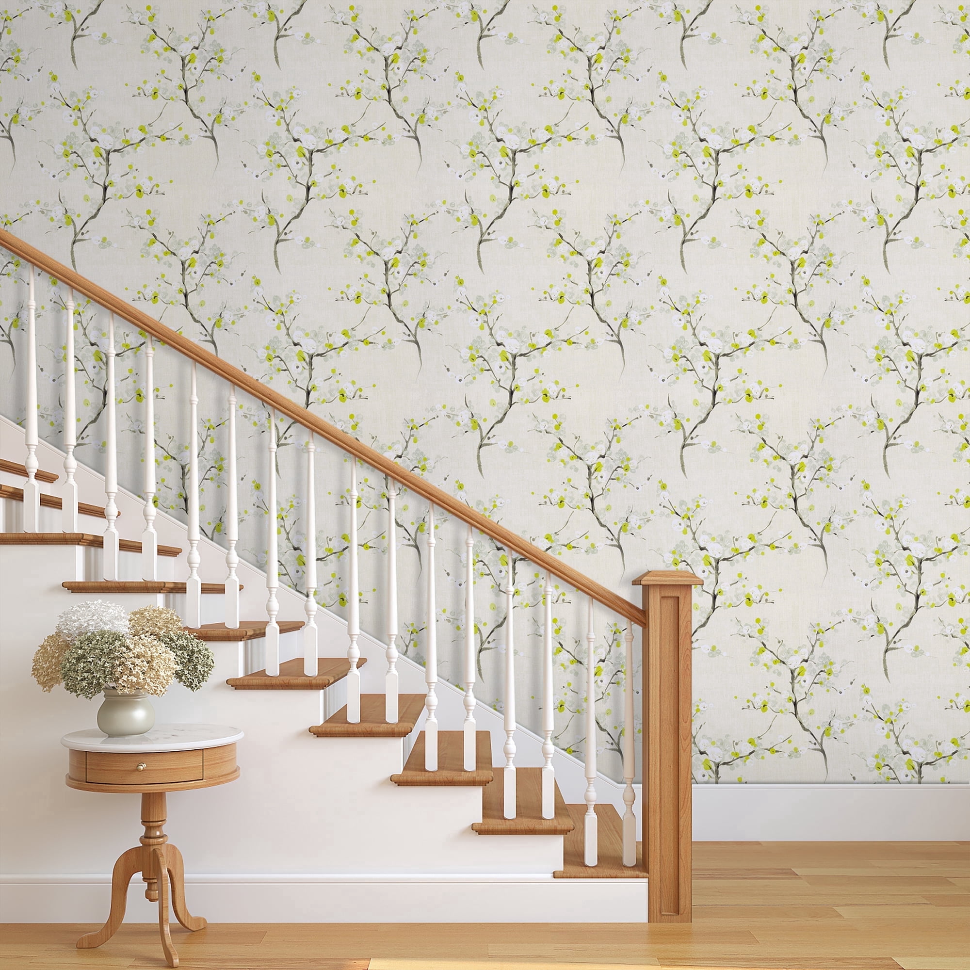 Abyssaly Floral Peel and Stick Wallpaper, Removable Self-Adhesive Decorative Wall Covering for Bedroom and Living Room (Beige, 17.7 in x 393.7 in) 1t1x1